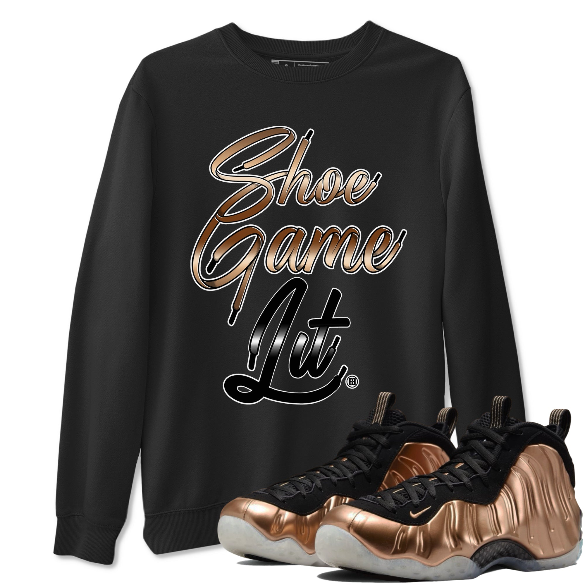 Shoe Game Lit Shoe Lace snkmatch Tees - Air Foamposite One Metallic Copper