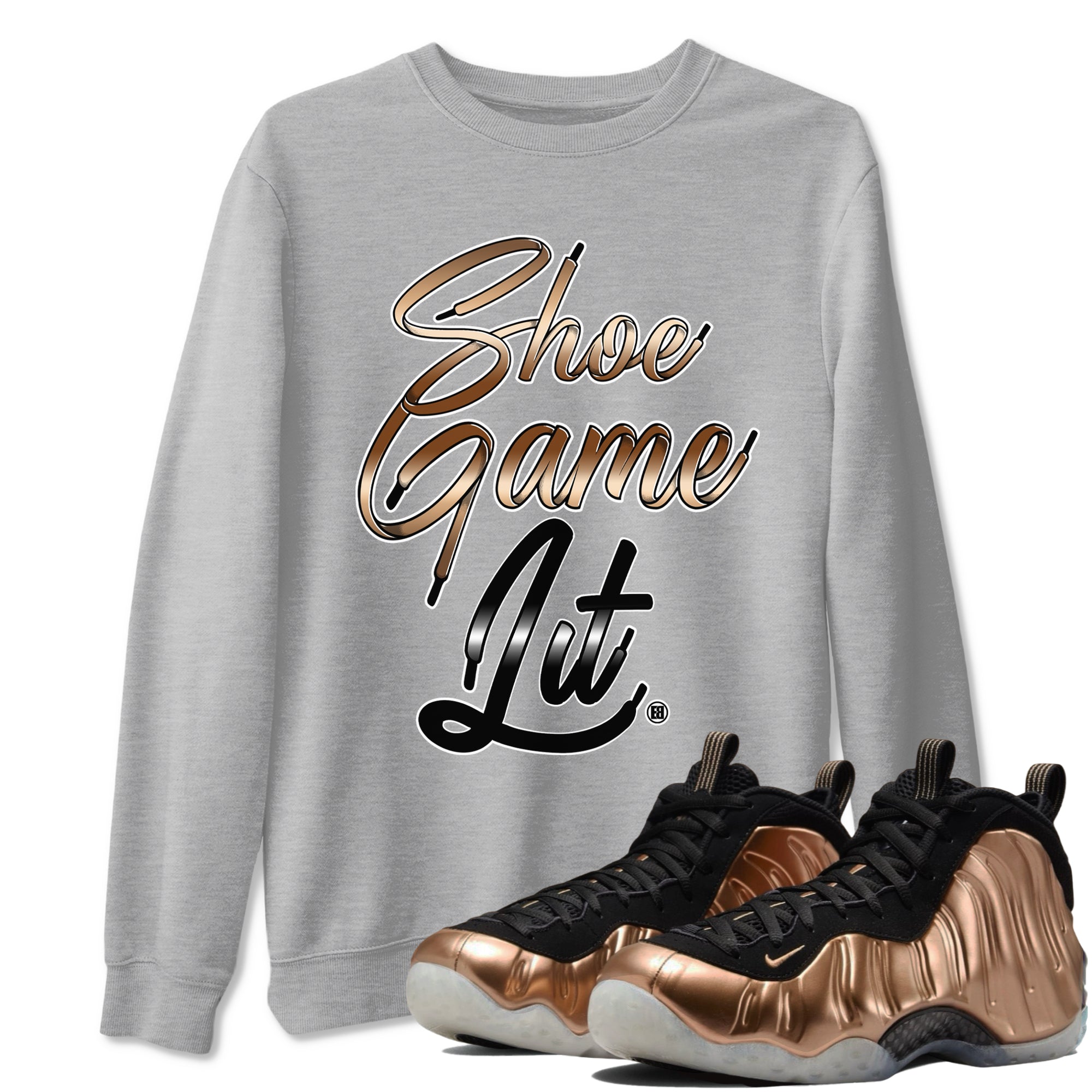 Shoe Game Lit Shoe Lace snkmatch Tees - Air Foamposite One Metallic Copper