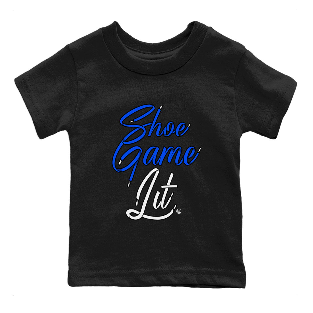 Shoe Game Lit Shoe Lace snkmatch Tee Kids - Air Jordan 1 Royal Reimagined