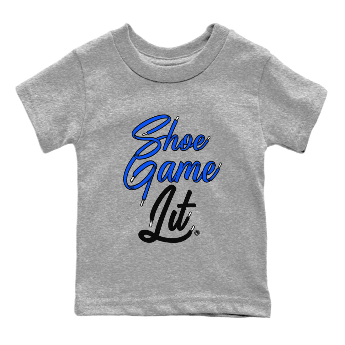 Shoe Game Lit Shoe Lace snkmatch Tee Kids - Air Jordan 1 Royal Reimagined