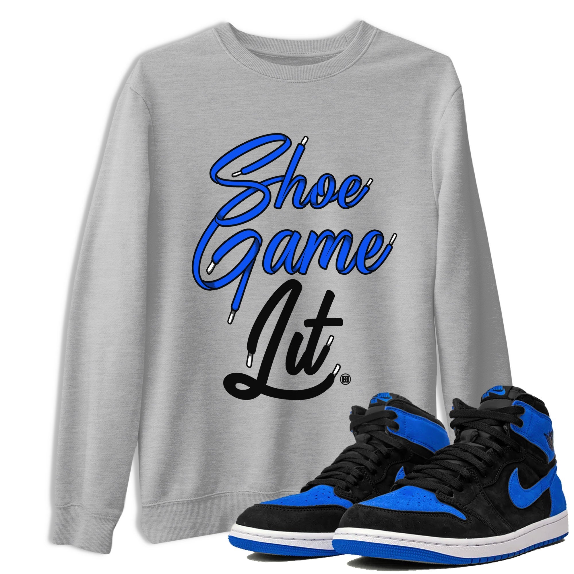Shoe Game Lit Shoe Lace snkmatch Tee - Air Jordan 1 Royal Reimagined