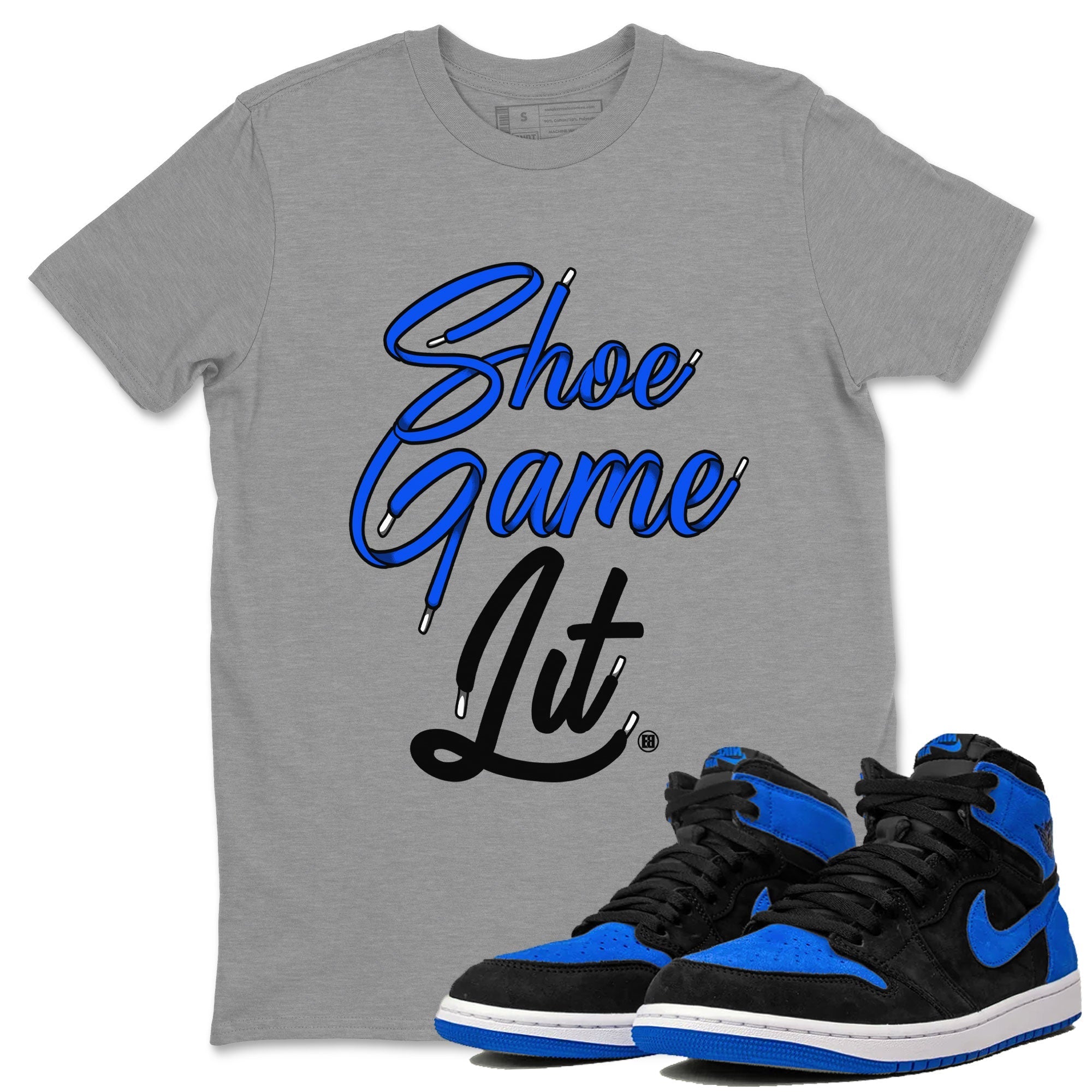 Shoe Game Lit Shoe Lace snkmatch Tee - Air Jordan 1 Royal Reimagined