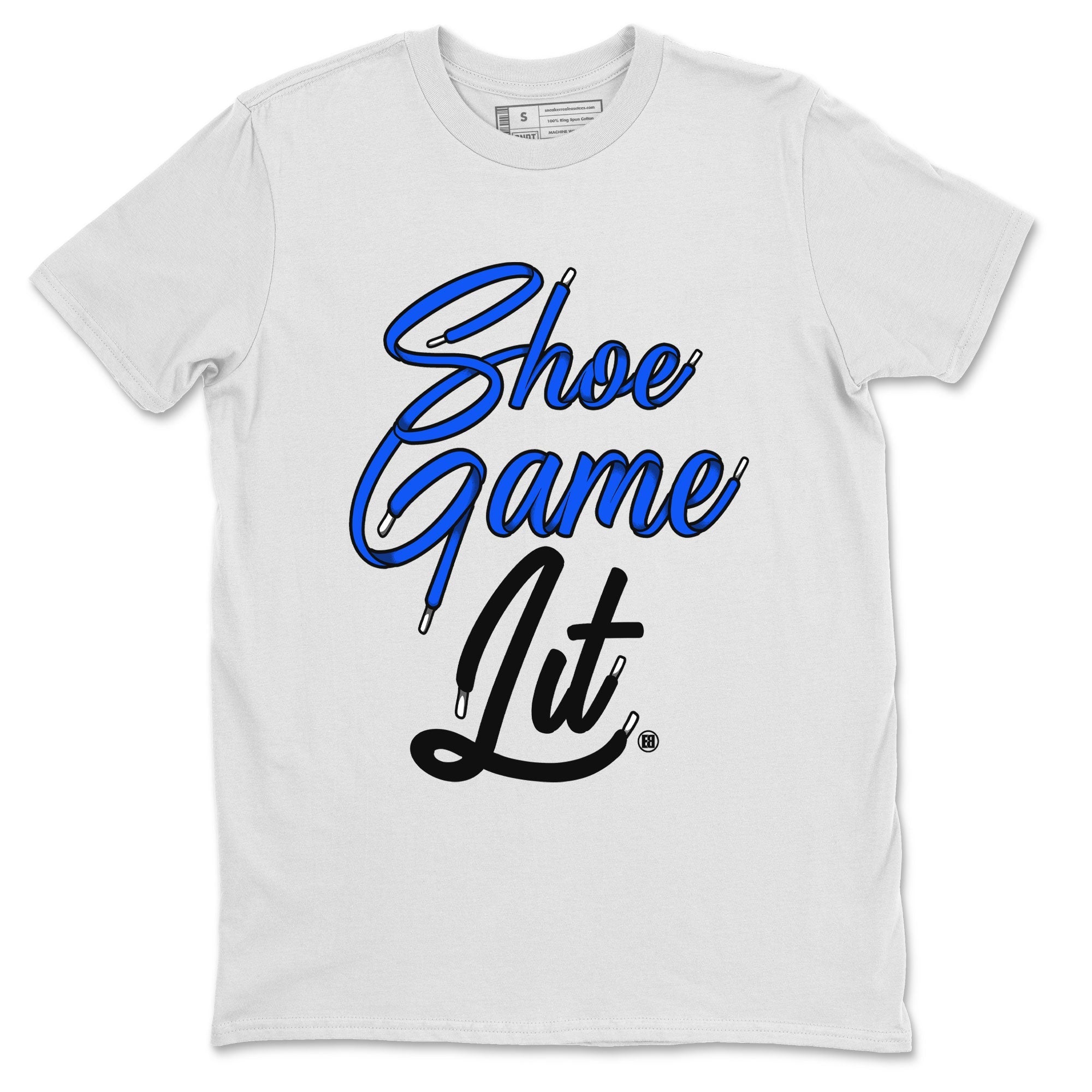 Shoe Game Lit Shoe Lace snkmatch Tee - Air Jordan 1 Royal Reimagined
