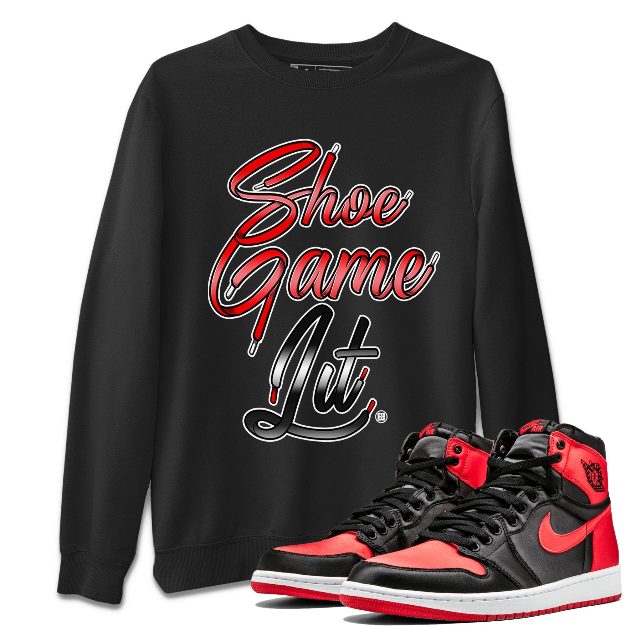 Shoe Game Lit Shoe Lace Unisex Tops - Air Jordan 1 Satin Bred