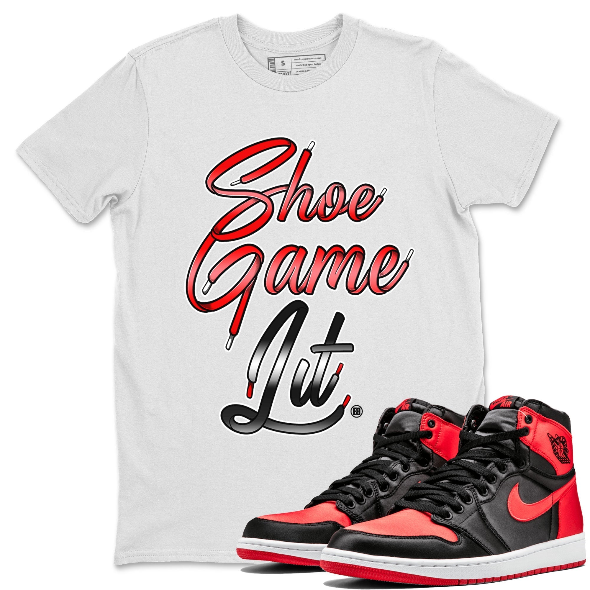 Shoe Game Lit Shoe Lace Unisex Tops - Air Jordan 1 Satin Bred