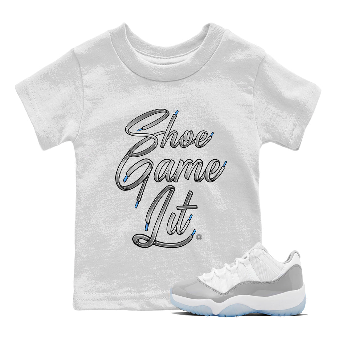 Shoe Game Lit Shoe Lace Kids Tops - Air Jordan 11 White Cement