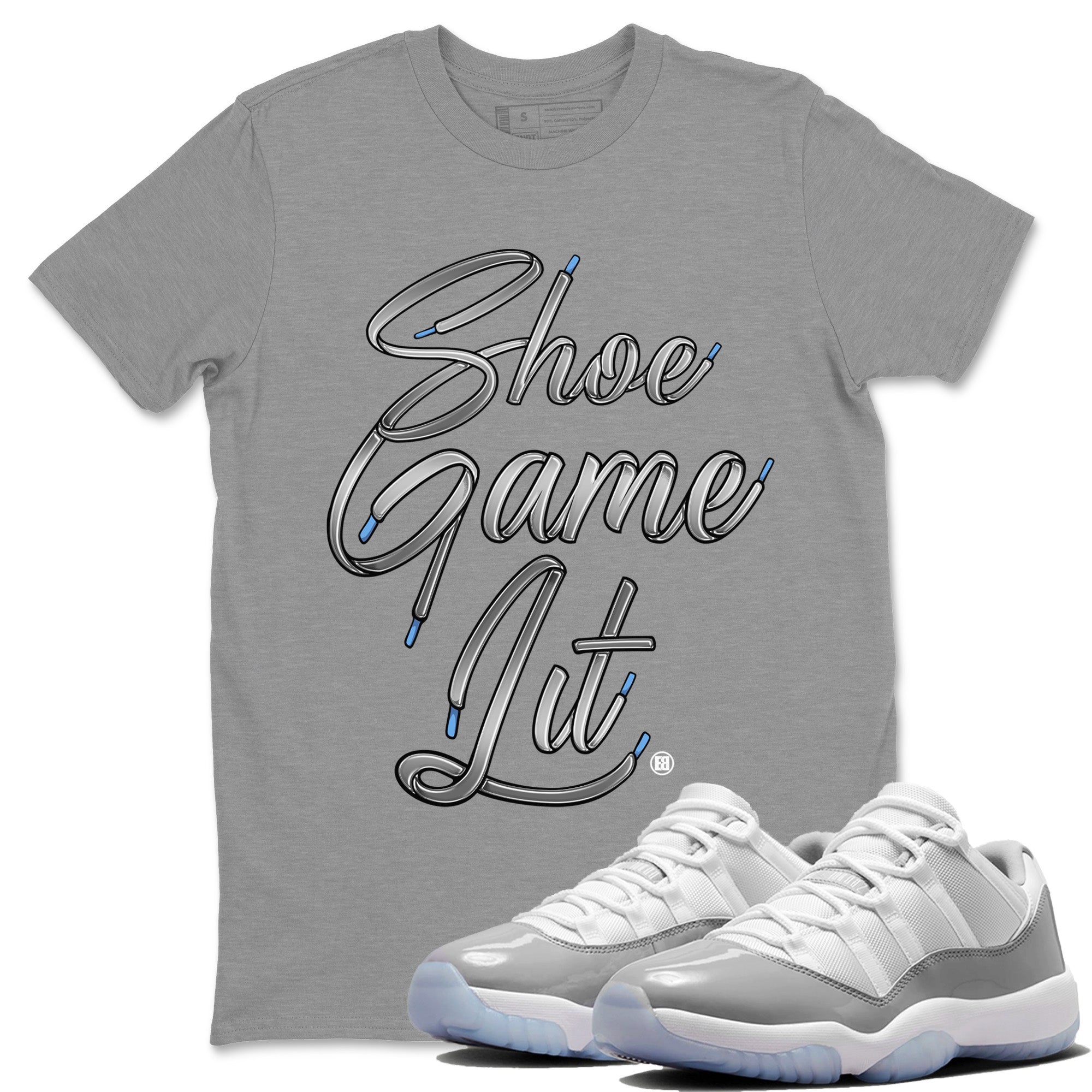 Shoe Game Lit Shoe Lace Unisex Tops - Air Jordan 11 White Cement
