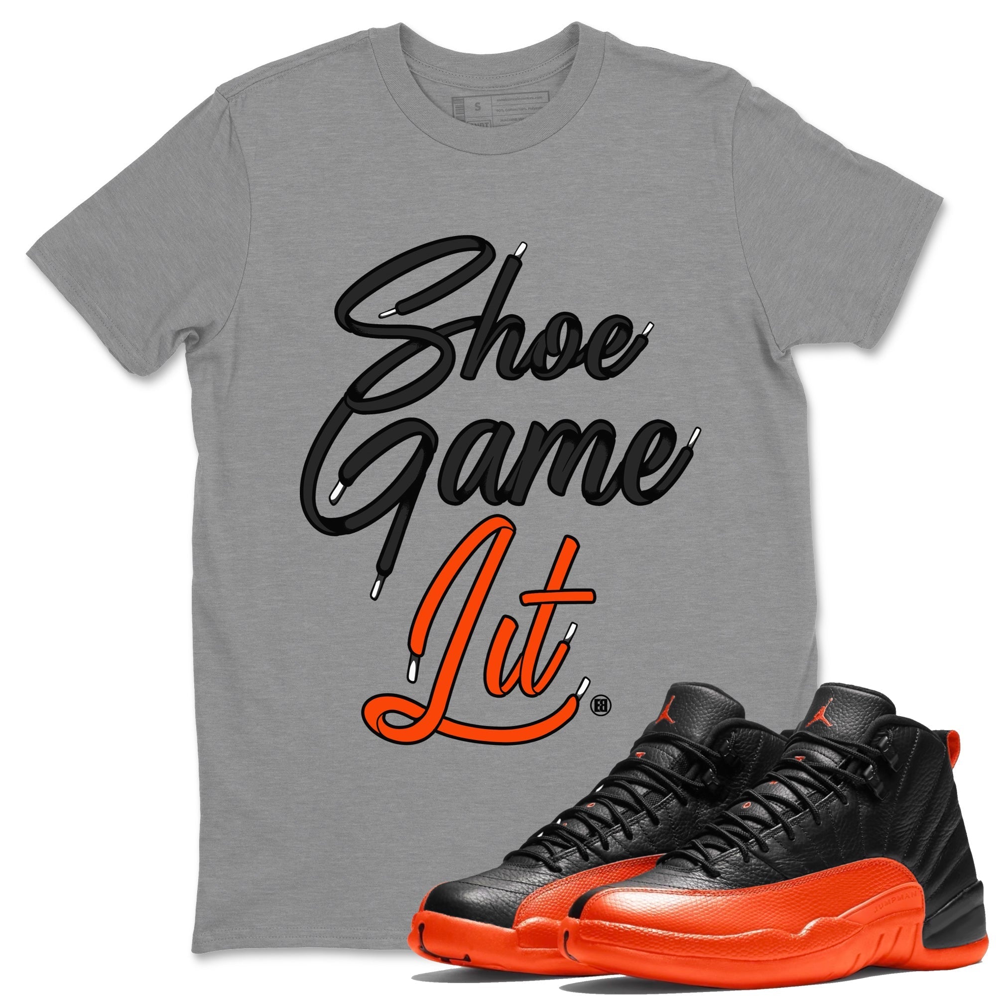 Shoe Game Lit Shoe Lace Unisex Tops - Air Jordan 12 Brilliant Orange