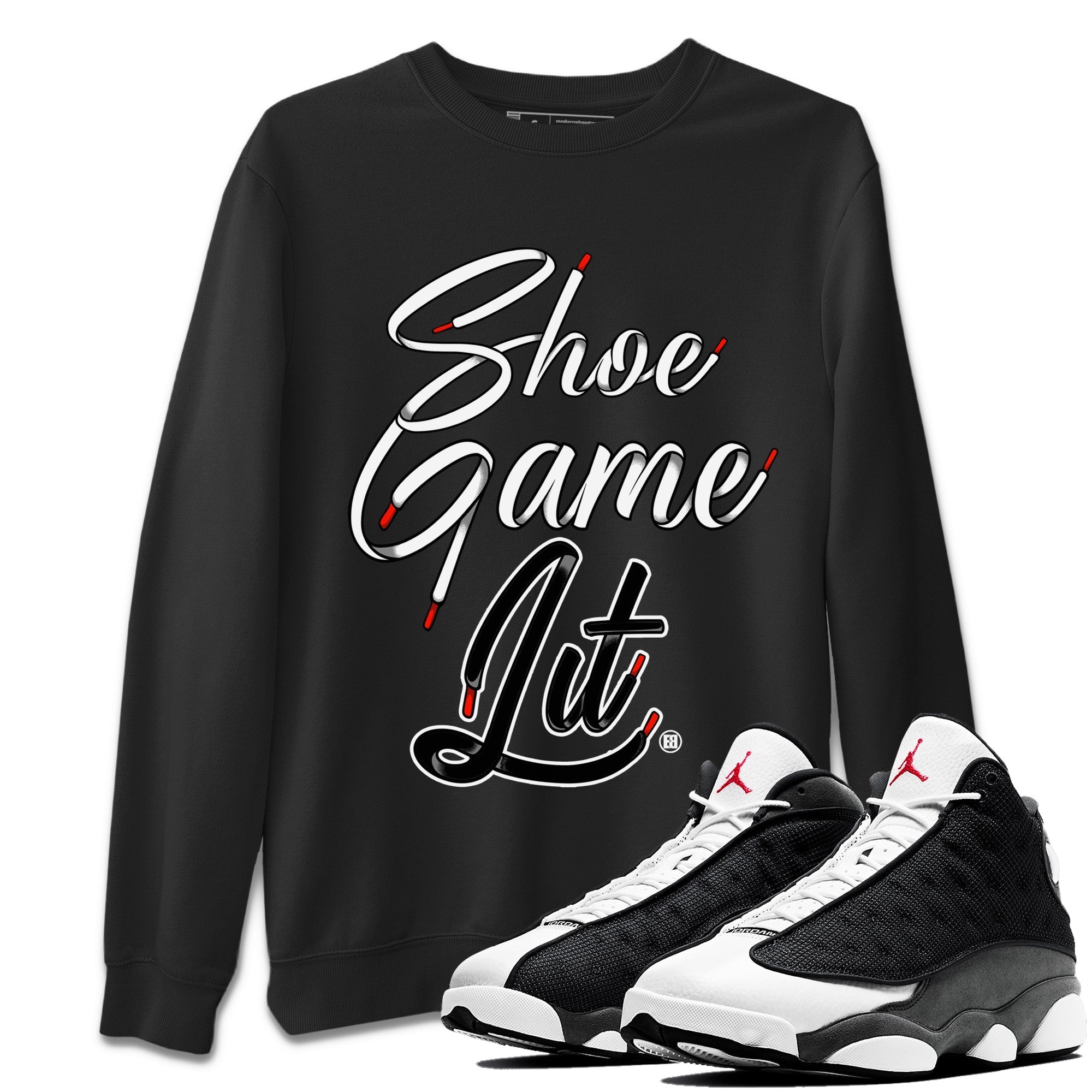 Shoe Game Lit Shoe Lace Unisex Tops - Air Jordan 13 Black Flint
