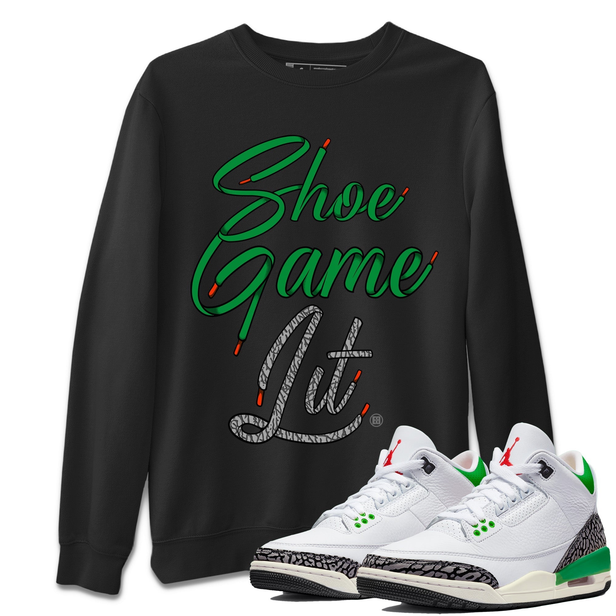 Shoe Game Lit Shoe Lace Unisex Tops - Air Jordan 3 Lucky Green