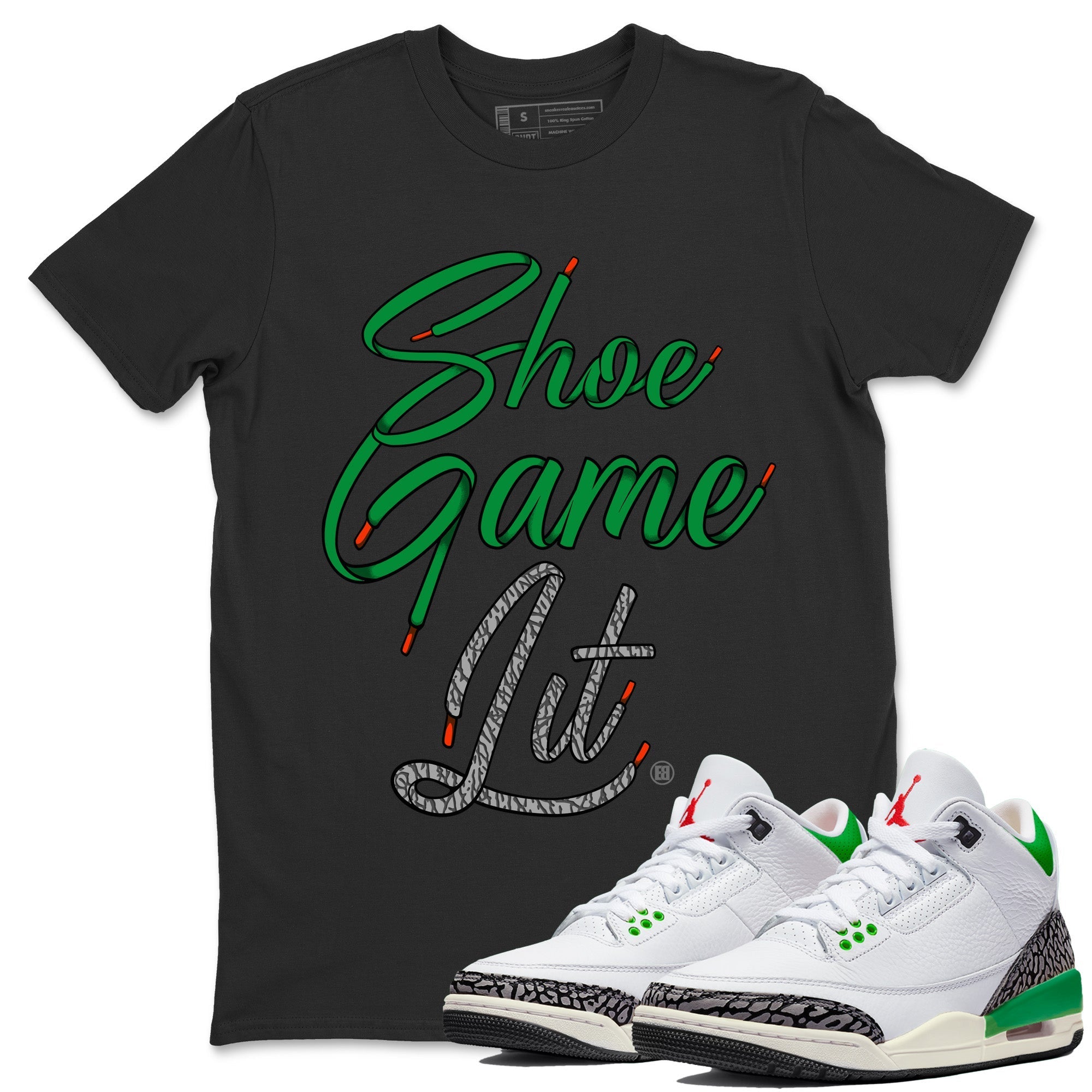 Shoe Game Lit Shoe Lace Unisex Tops - Air Jordan 3 Lucky Green