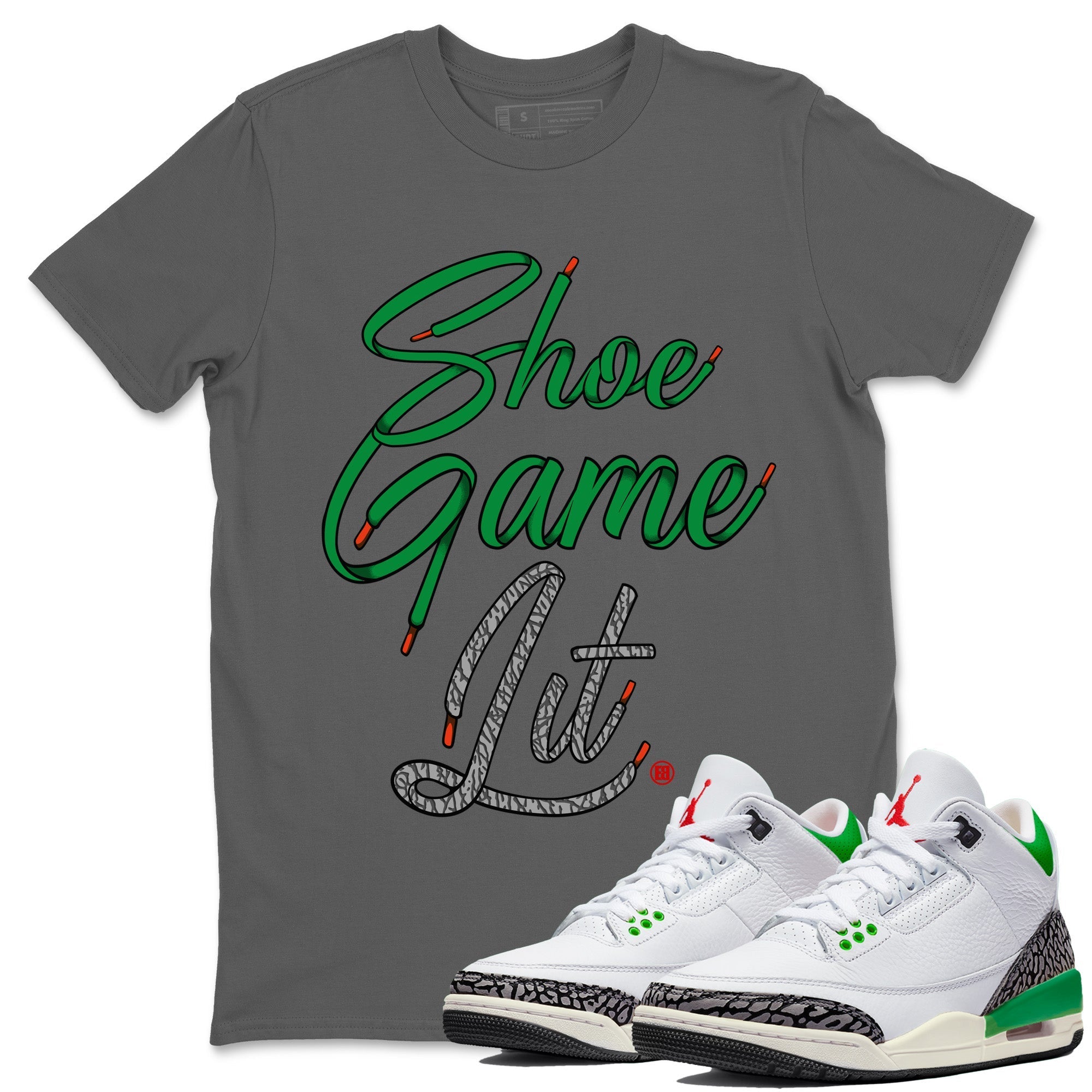 Shoe Game Lit Shoe Lace Unisex Tops - Air Jordan 3 Lucky Green