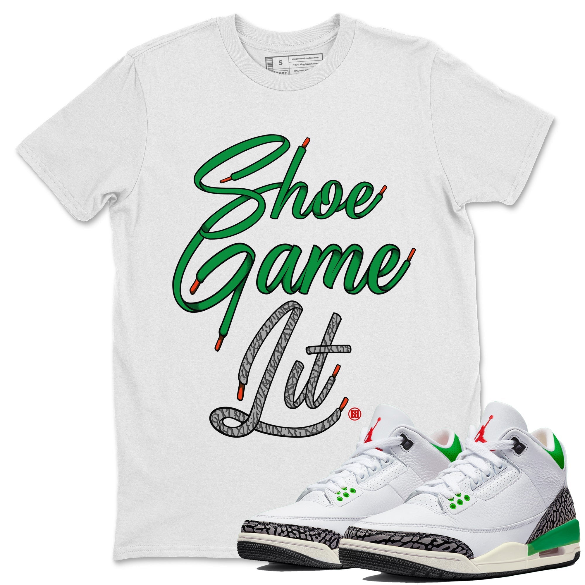 Shoe Game Lit Shoe Lace Unisex Tops - Air Jordan 3 Lucky Green