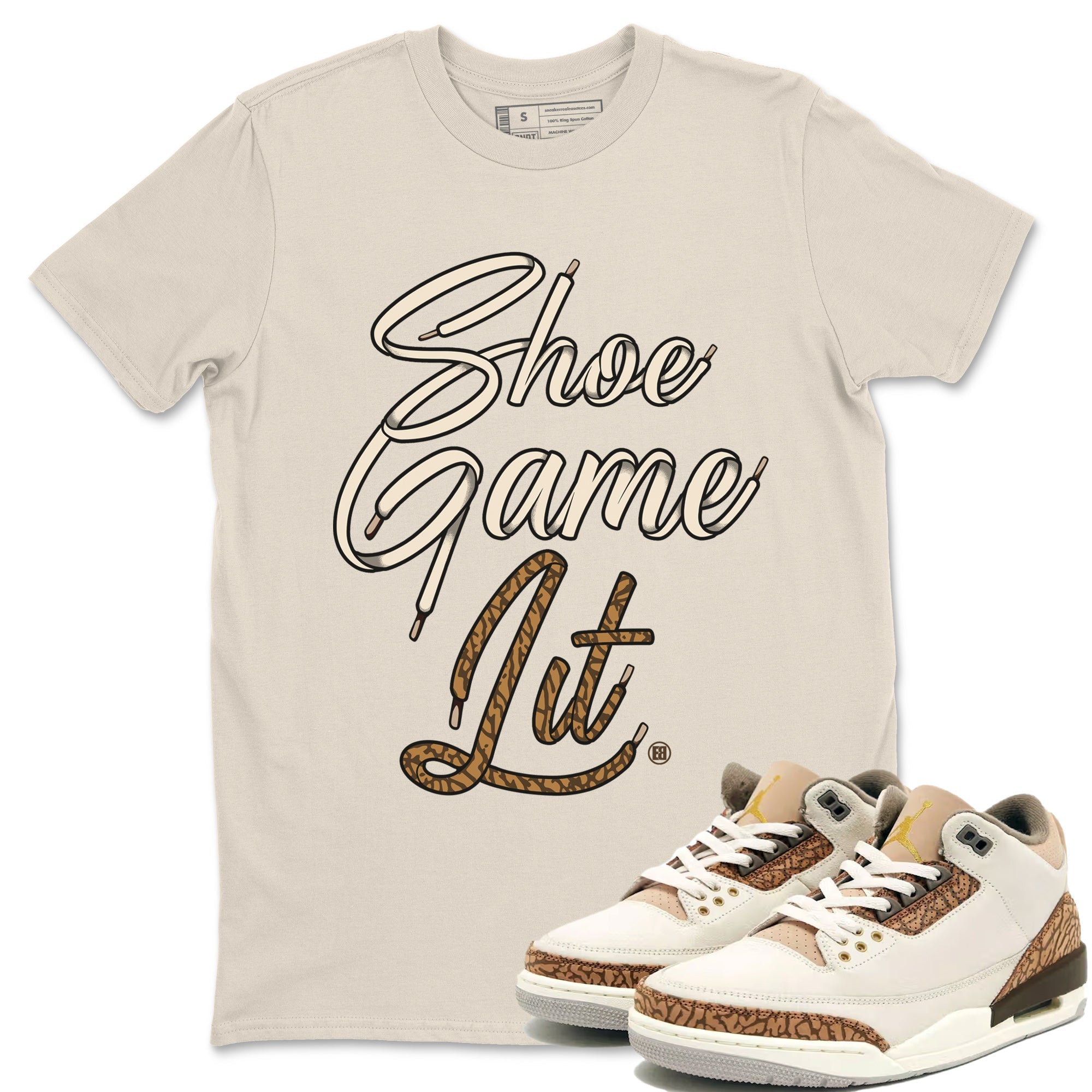 Shoe Game Lit Shoe Lace Unisex Tops - Air Jordan 3 Palomino