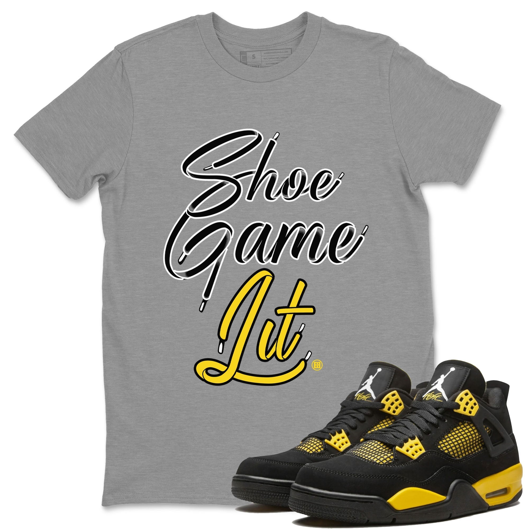 Shoe Game Lit Shoe Lace Unisex Tops - Air Jordan 4 Thunder