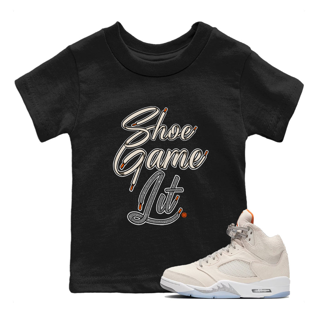 Shoe Game Lit Shoe Lace Kids Tops - Air Jordan 5 Craft