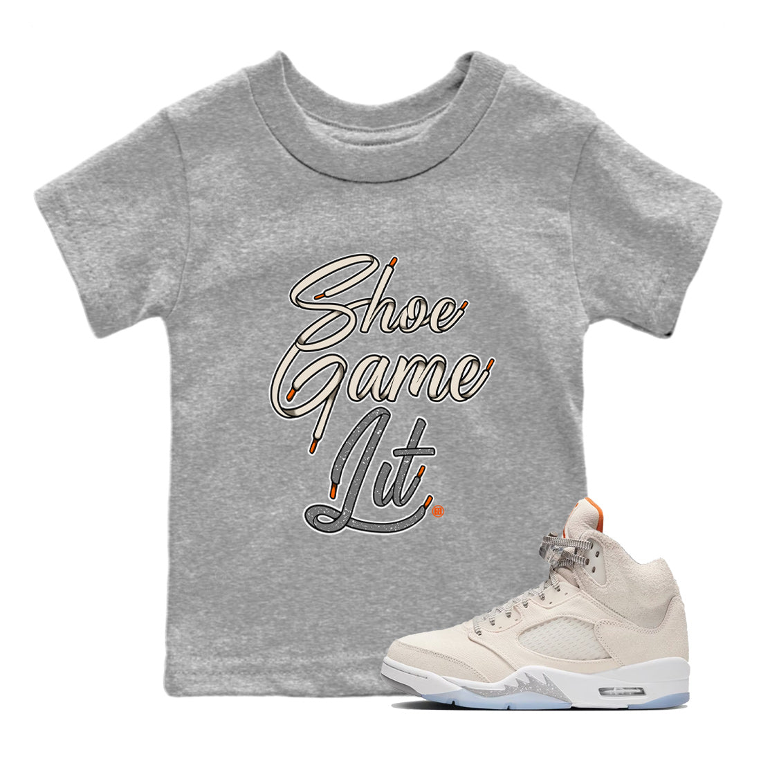 Shoe Game Lit Shoe Lace Kids Tops - Air Jordan 5 Craft
