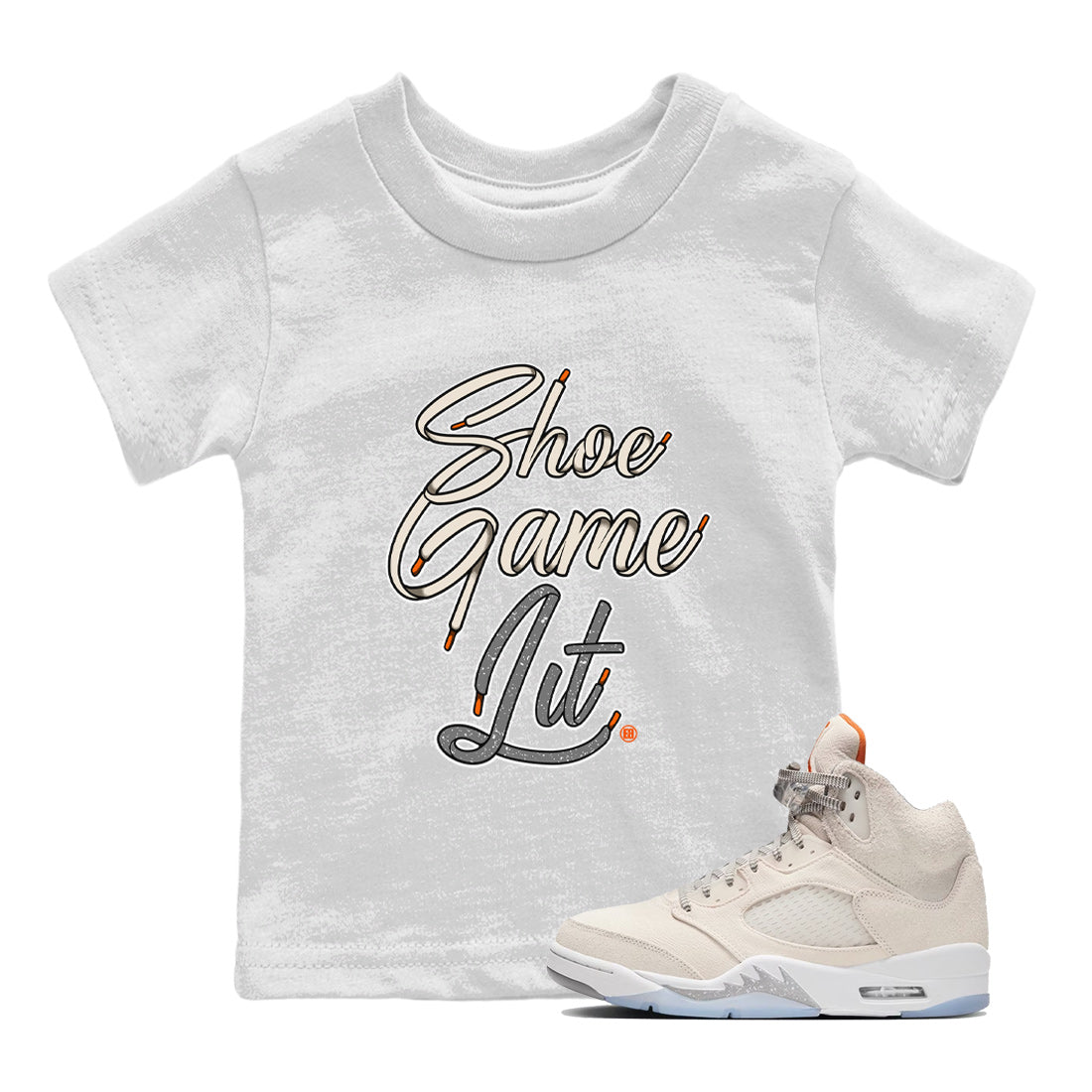 Shoe Game Lit Shoe Lace Kids Tops - Air Jordan 5 Craft