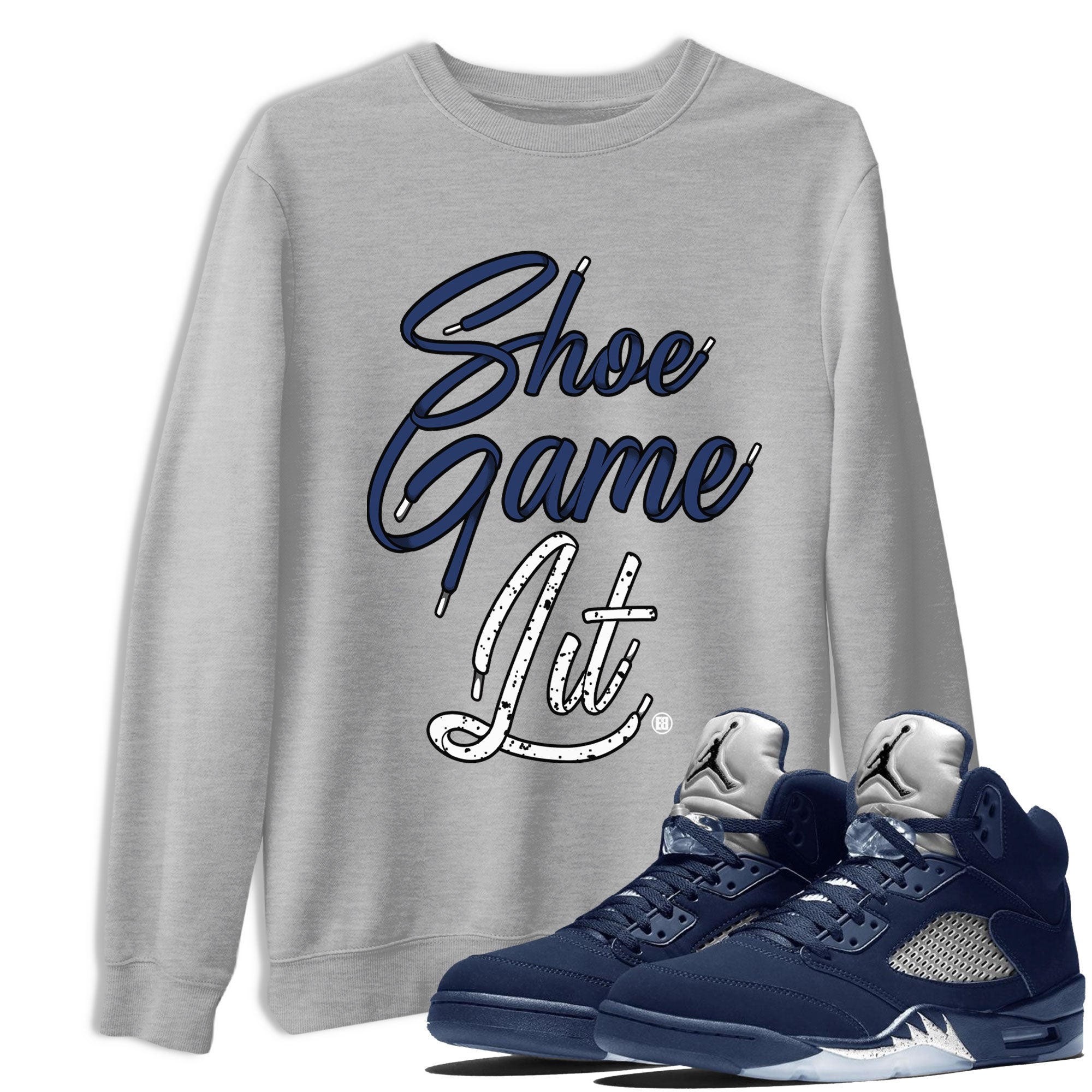 Shoe Game Lit Shoe Lace snkmatch Tee - Air Jordan 5 Georgetown