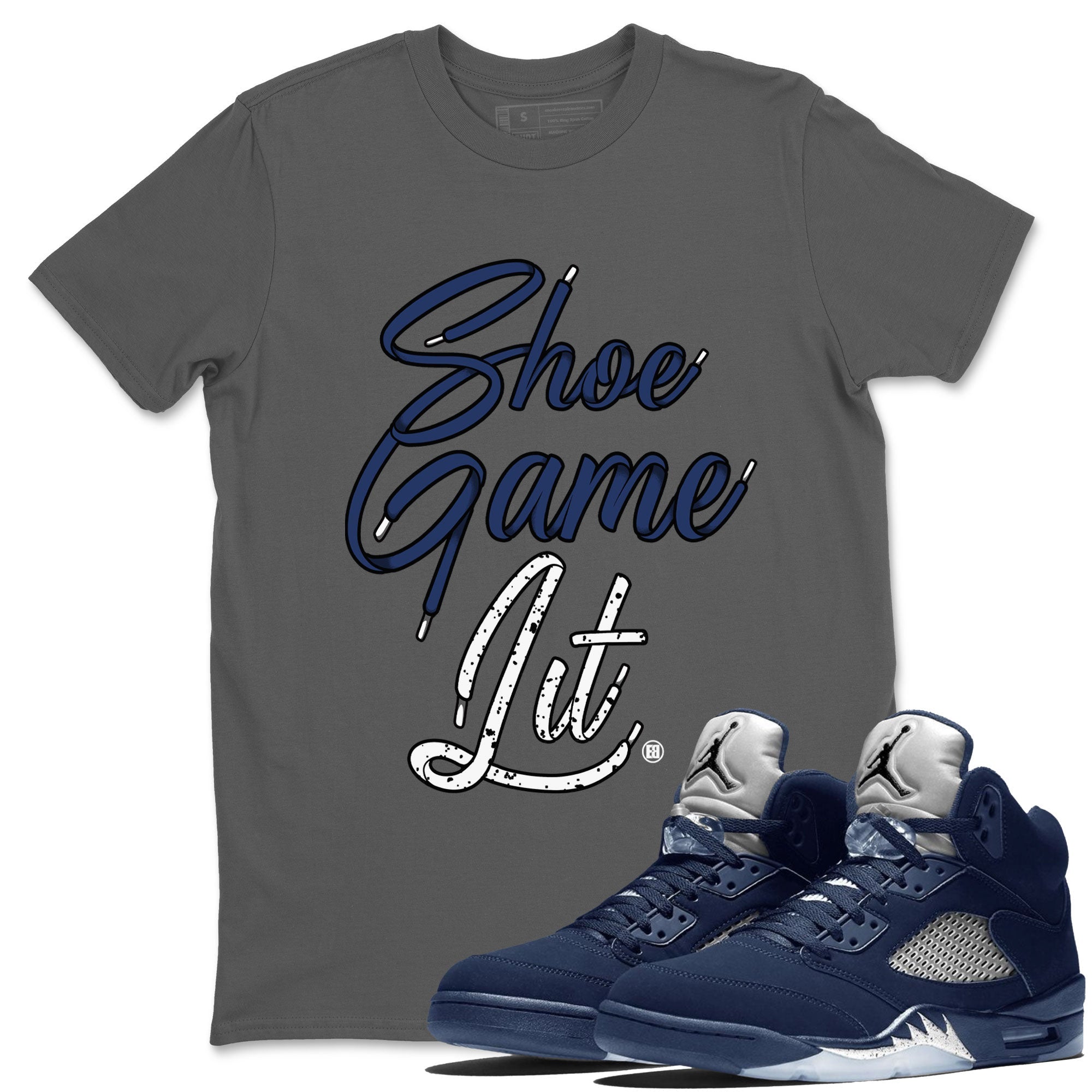 Shoe Game Lit Shoe Lace snkmatch Tee - Air Jordan 5 Georgetown