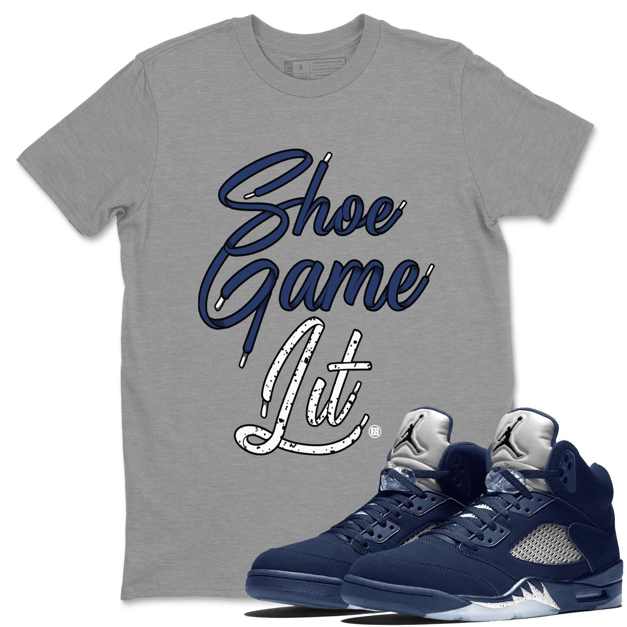 Shoe Game Lit Shoe Lace snkmatch Tee - Air Jordan 5 Georgetown