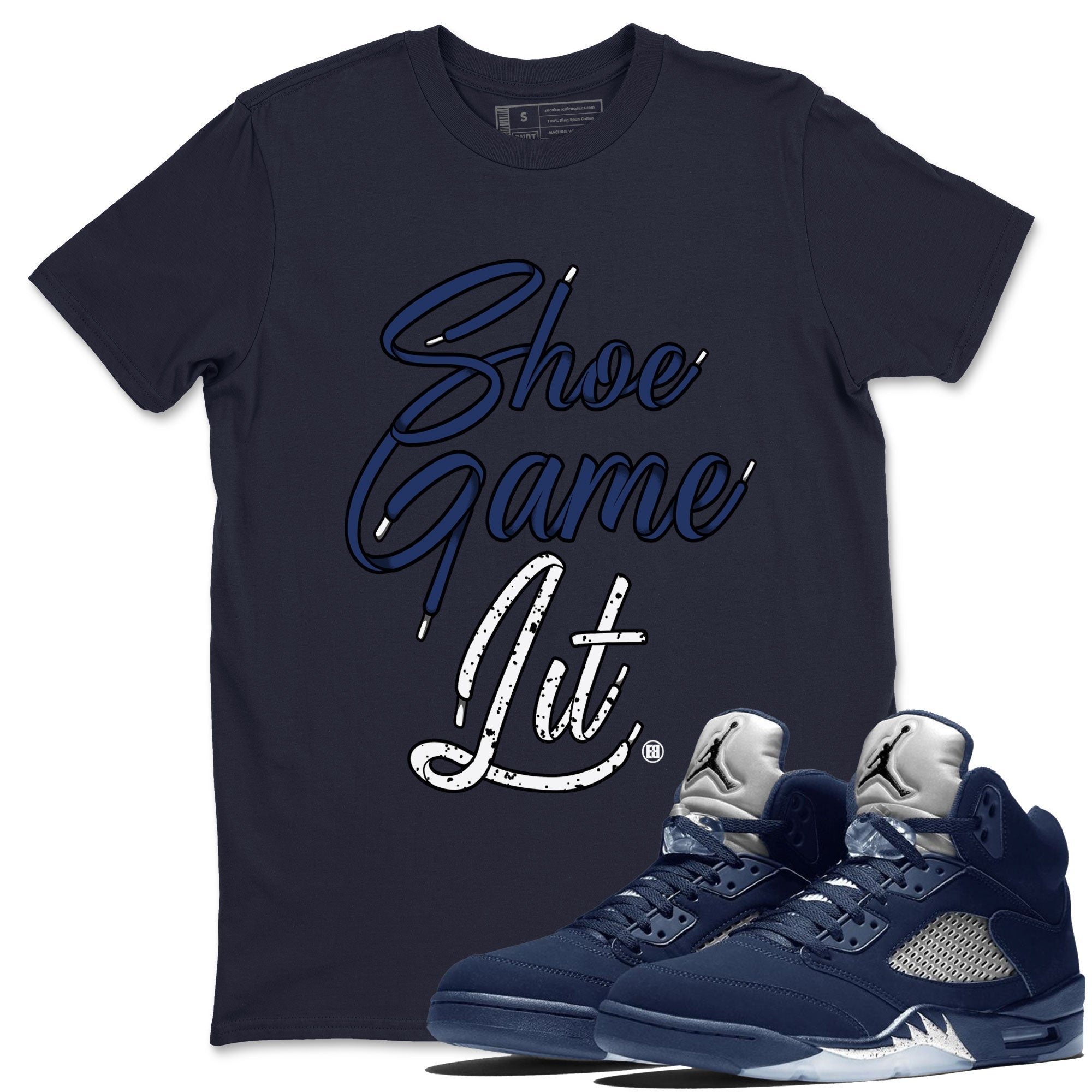 Shoe Game Lit Shoe Lace snkmatch Tee - Air Jordan 5 Georgetown