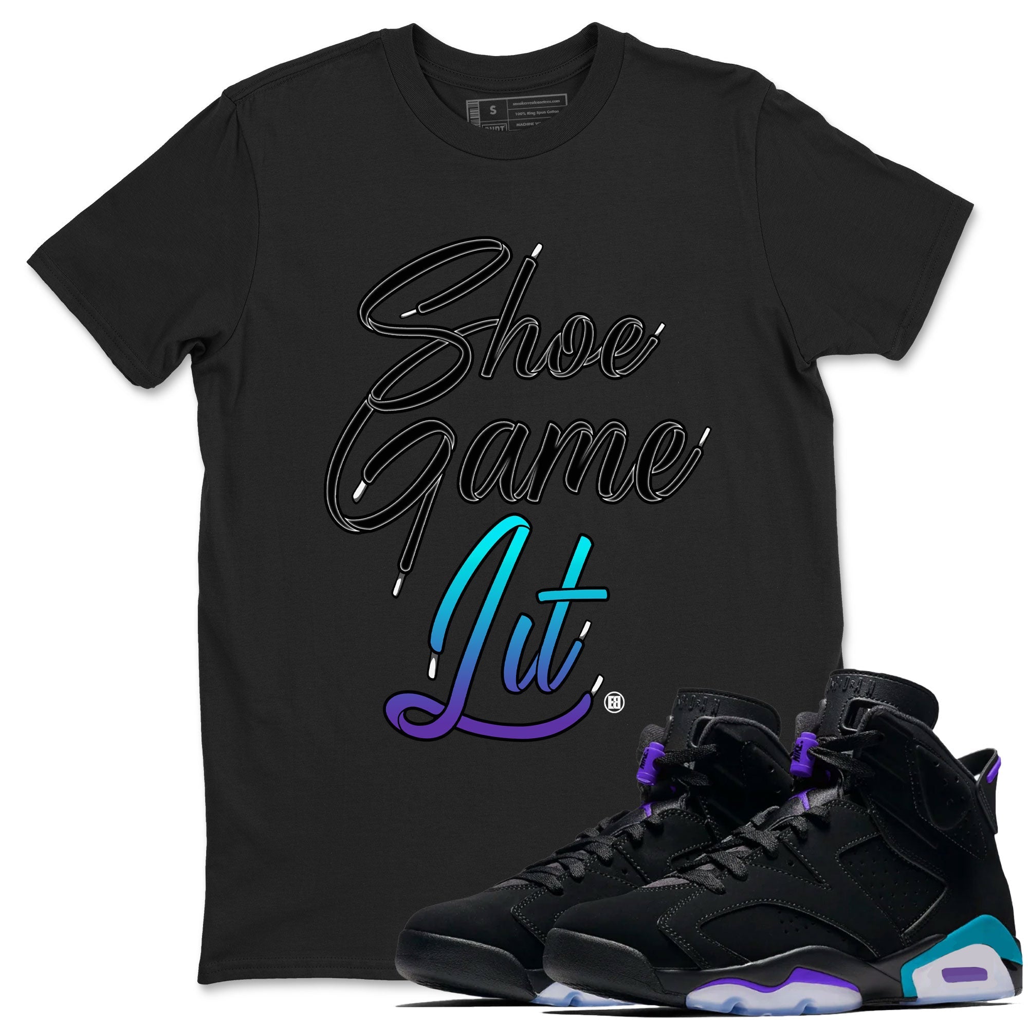 Shoe Game Lit Shoe Lace snkmatch Tee - Air Jordan 6 Aqua