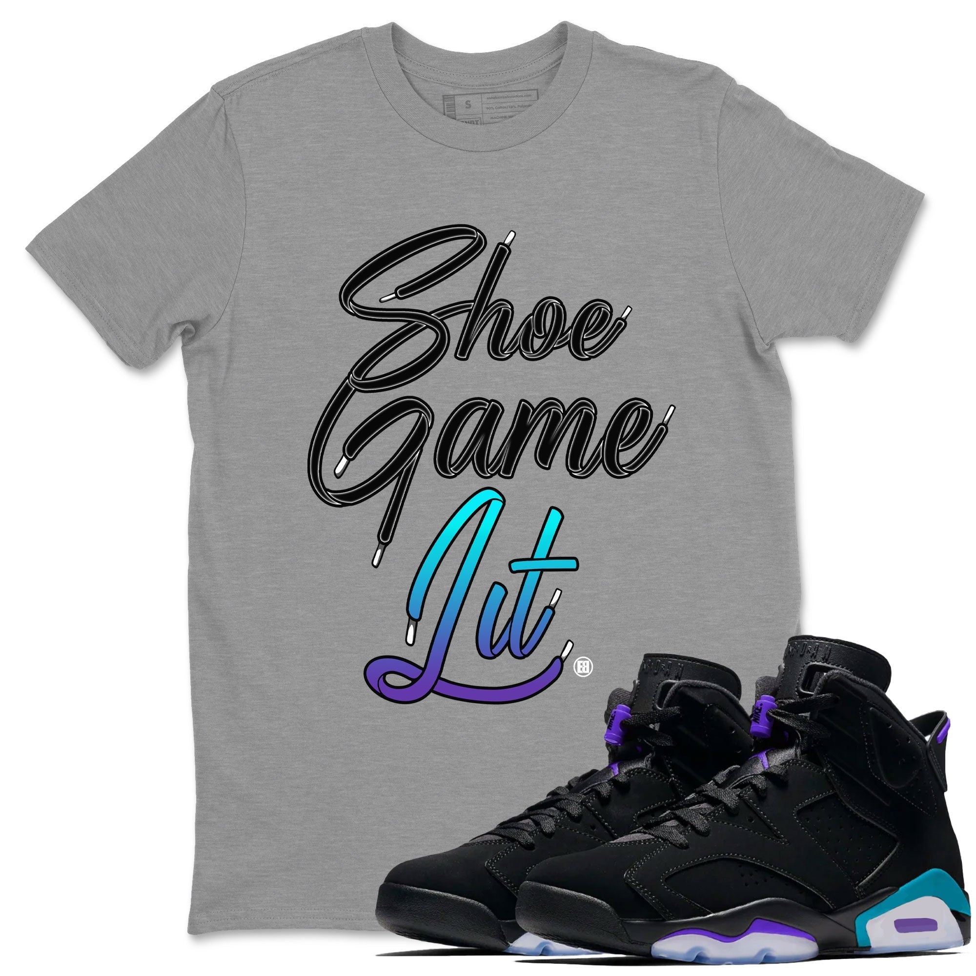 Shoe Game Lit Shoe Lace snkmatch Tee - Air Jordan 6 Aqua