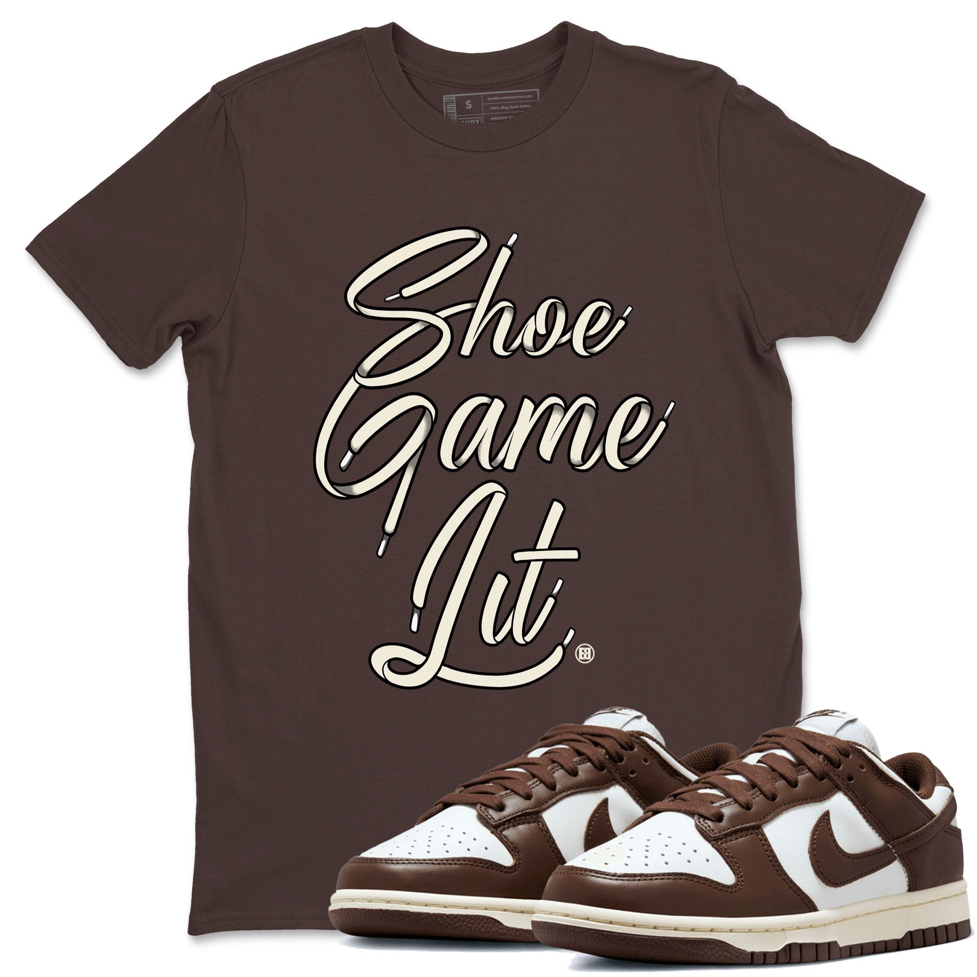 Shoe Game Lit Shoe Lace snkmatch Tee - Dunk Cacao Wow