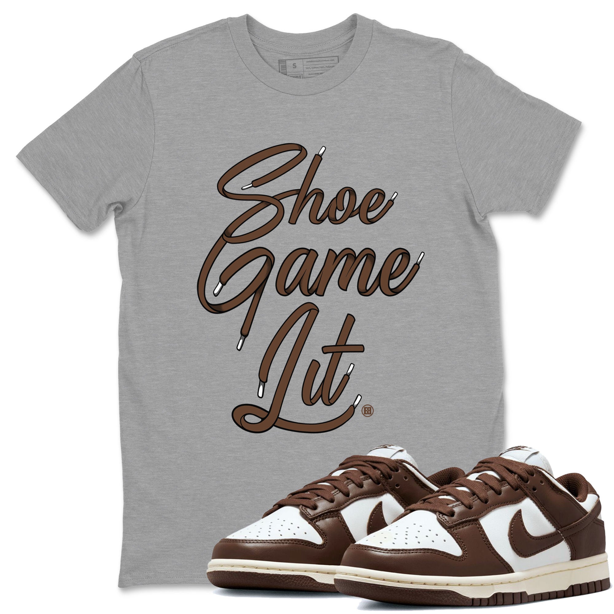 Shoe Game Lit Shoe Lace snkmatch Tee - Dunk Cacao Wow