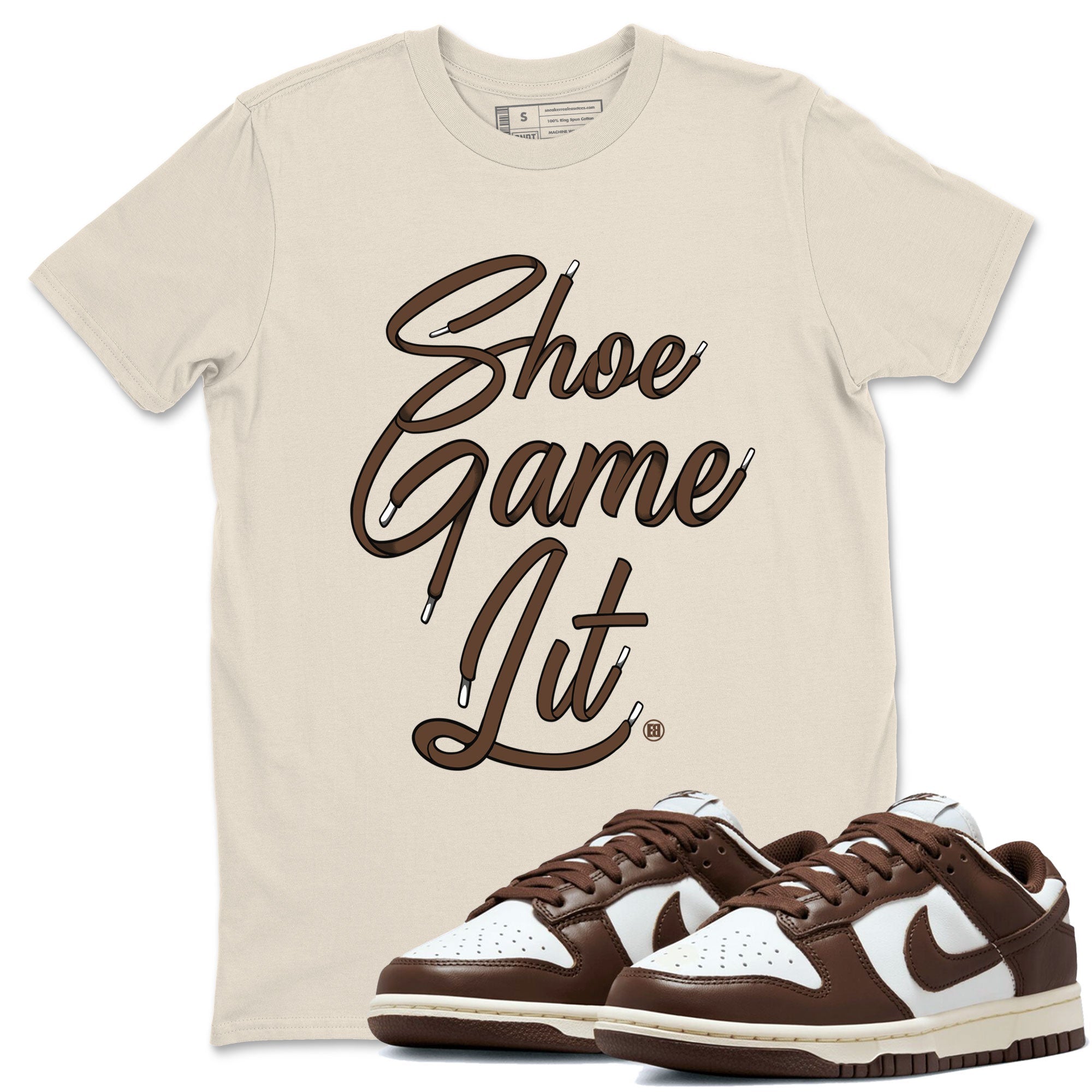 Shoe Game Lit Shoe Lace snkmatch Tee - Dunk Cacao Wow