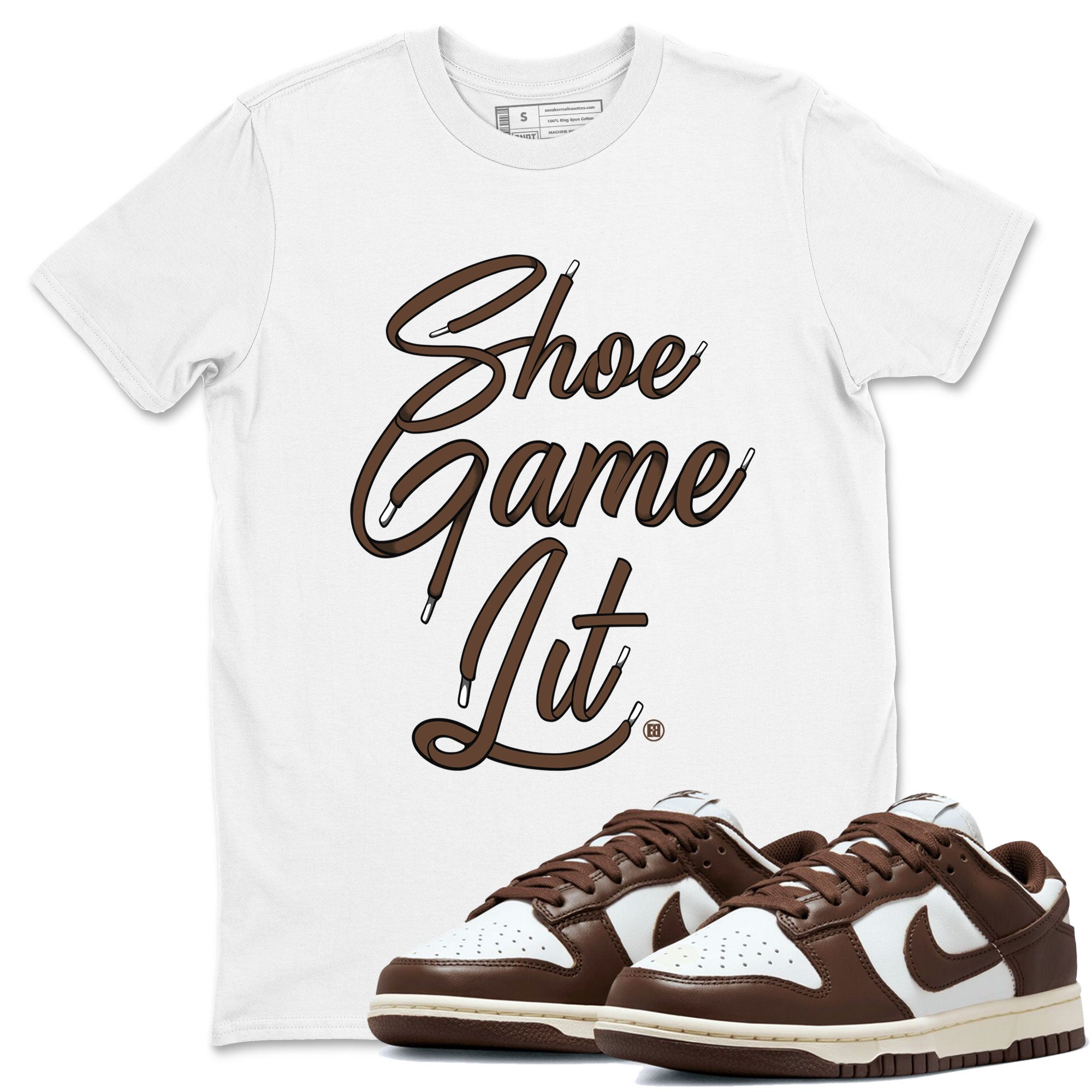 Shoe Game Lit Shoe Lace snkmatch Tee - Dunk Cacao Wow