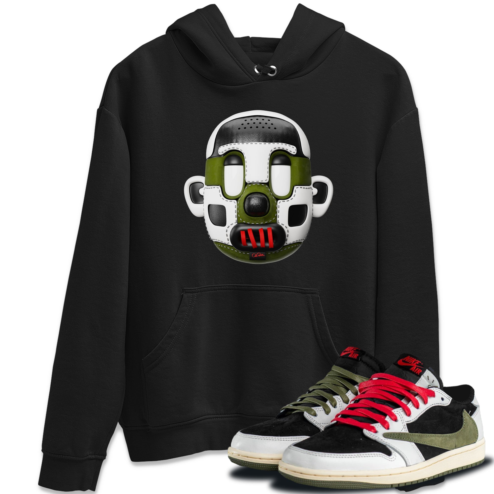 Shoe Head Unisex Tops - Air Jordan 1 Travis Scott Olive
