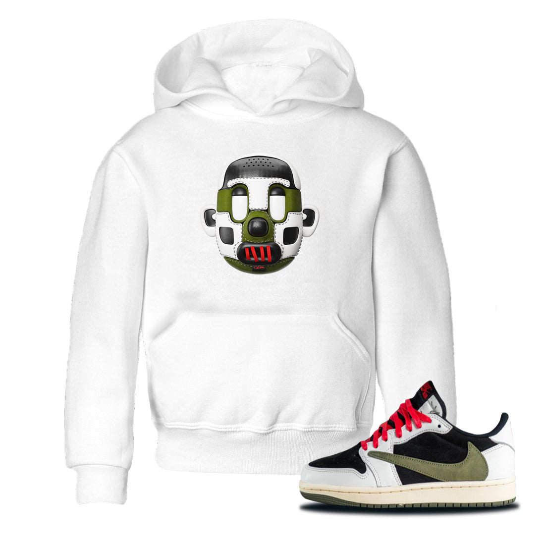 Shoe Head Kids Tops - Air Jordan 1 Travis Scott Olive