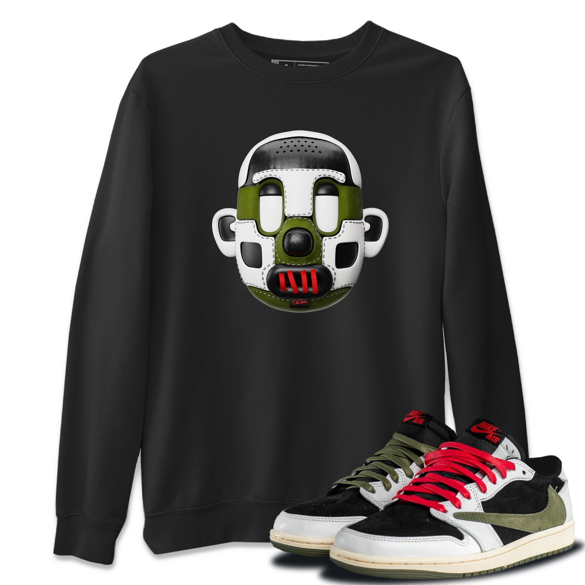 Shoe Head Unisex Tops - Air Jordan 1 Travis Scott Olive