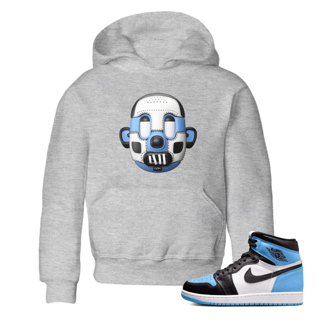 Shoe Head Kids Tops - Air Jordan 1 UNC Toe