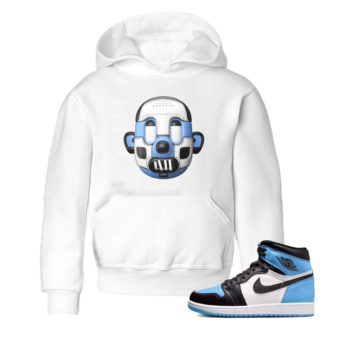 Shoe Head Kids Tops - Air Jordan 1 UNC Toe