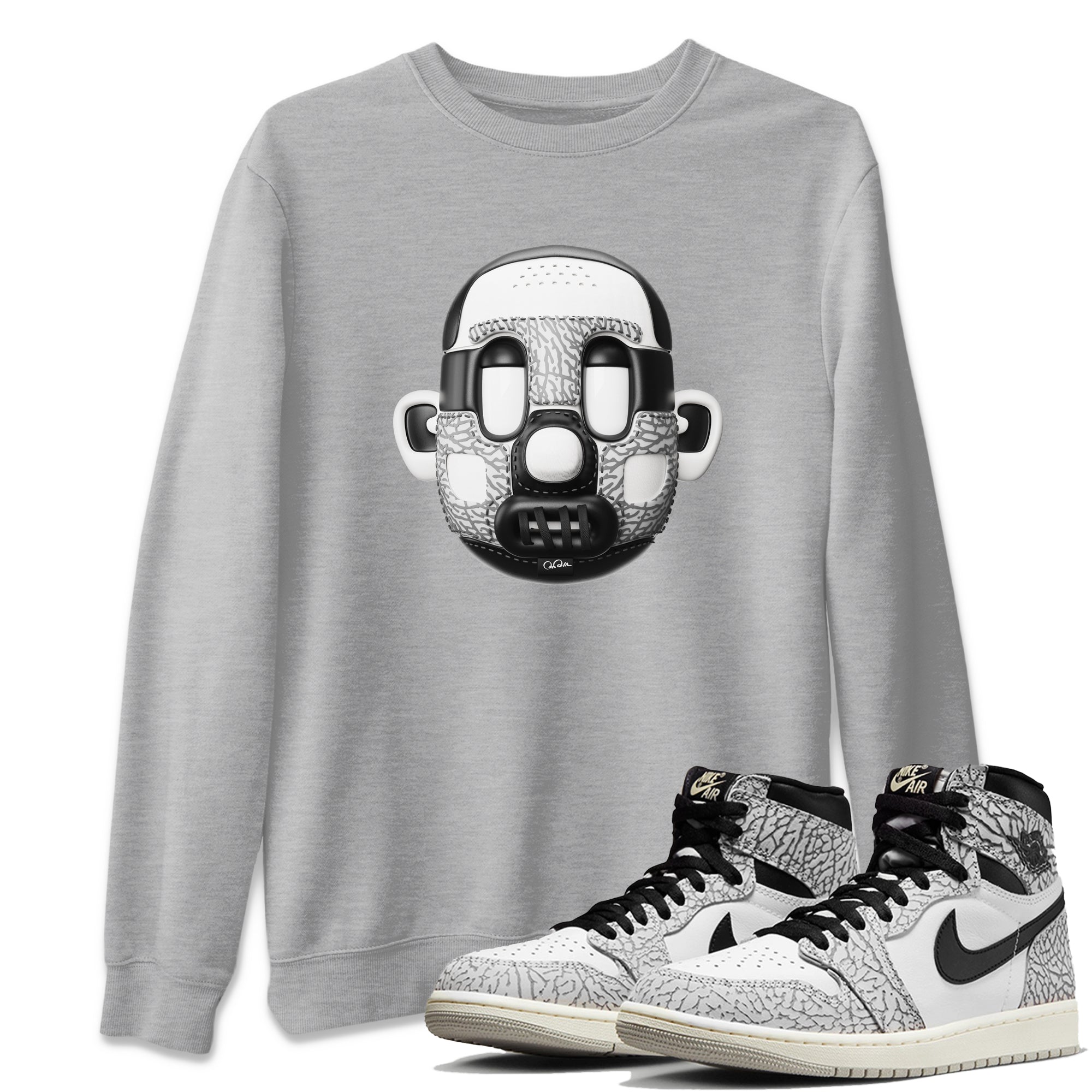 Shoe Head Unisex Tops - Air Jordan 1 White Cement
