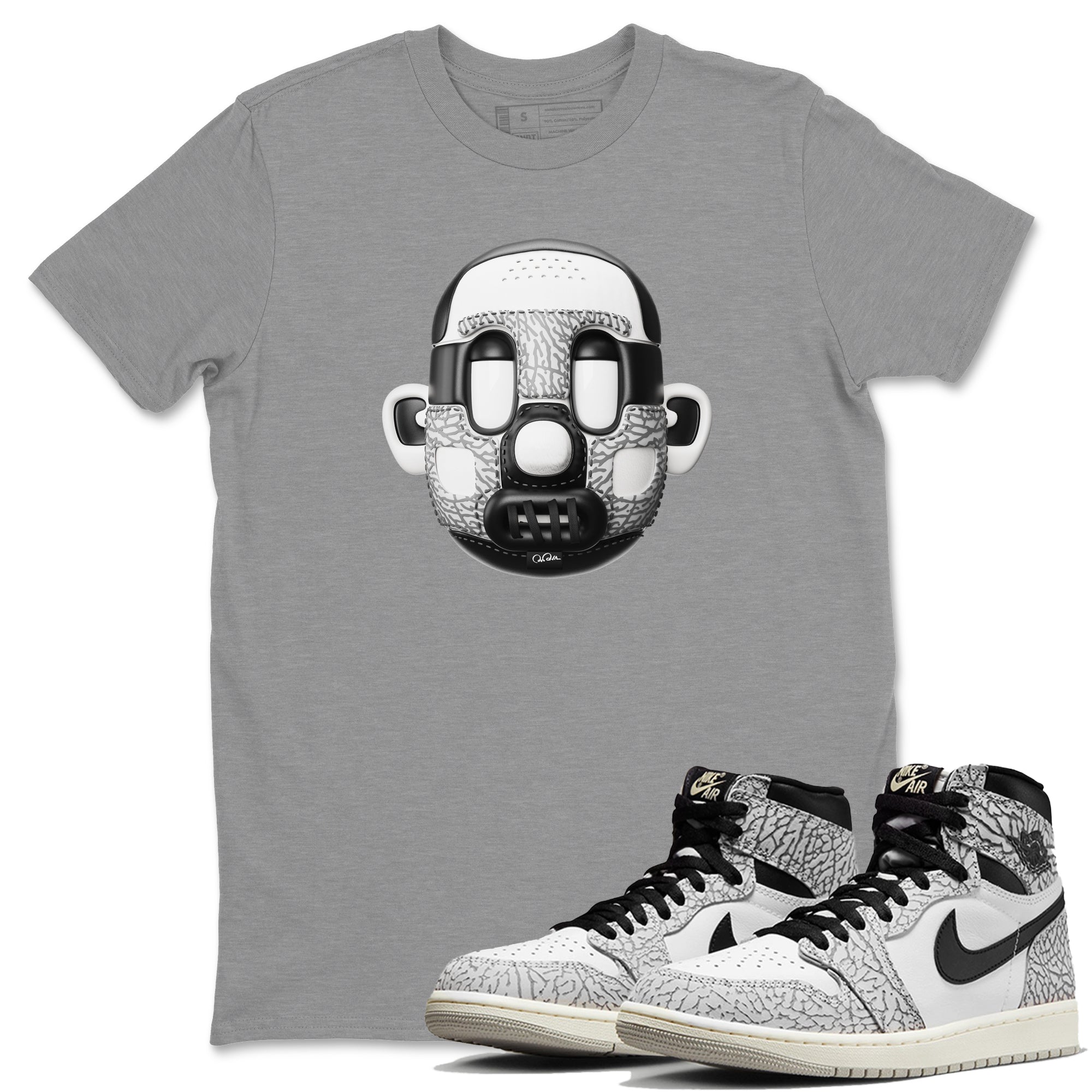 Shoe Head Unisex Tops - Air Jordan 1 White Cement