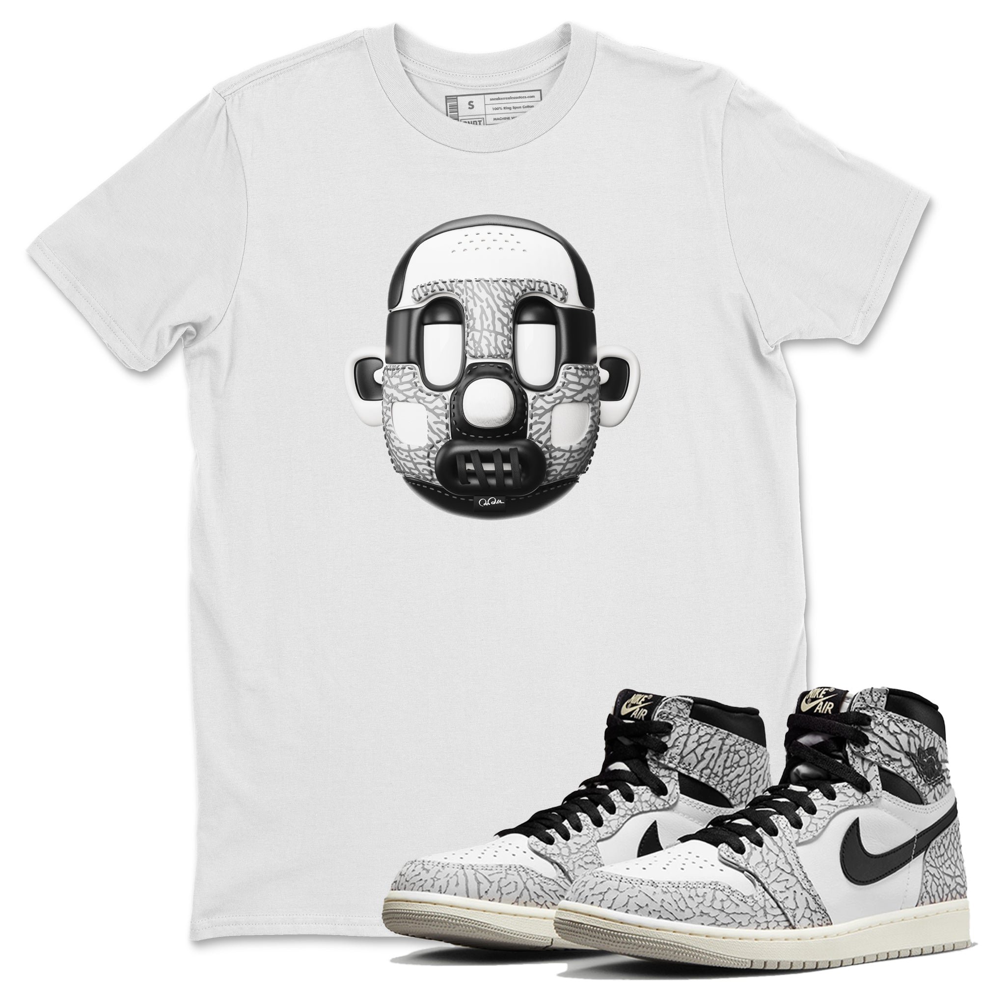 Shoe Head Unisex Tops - Air Jordan 1 White Cement