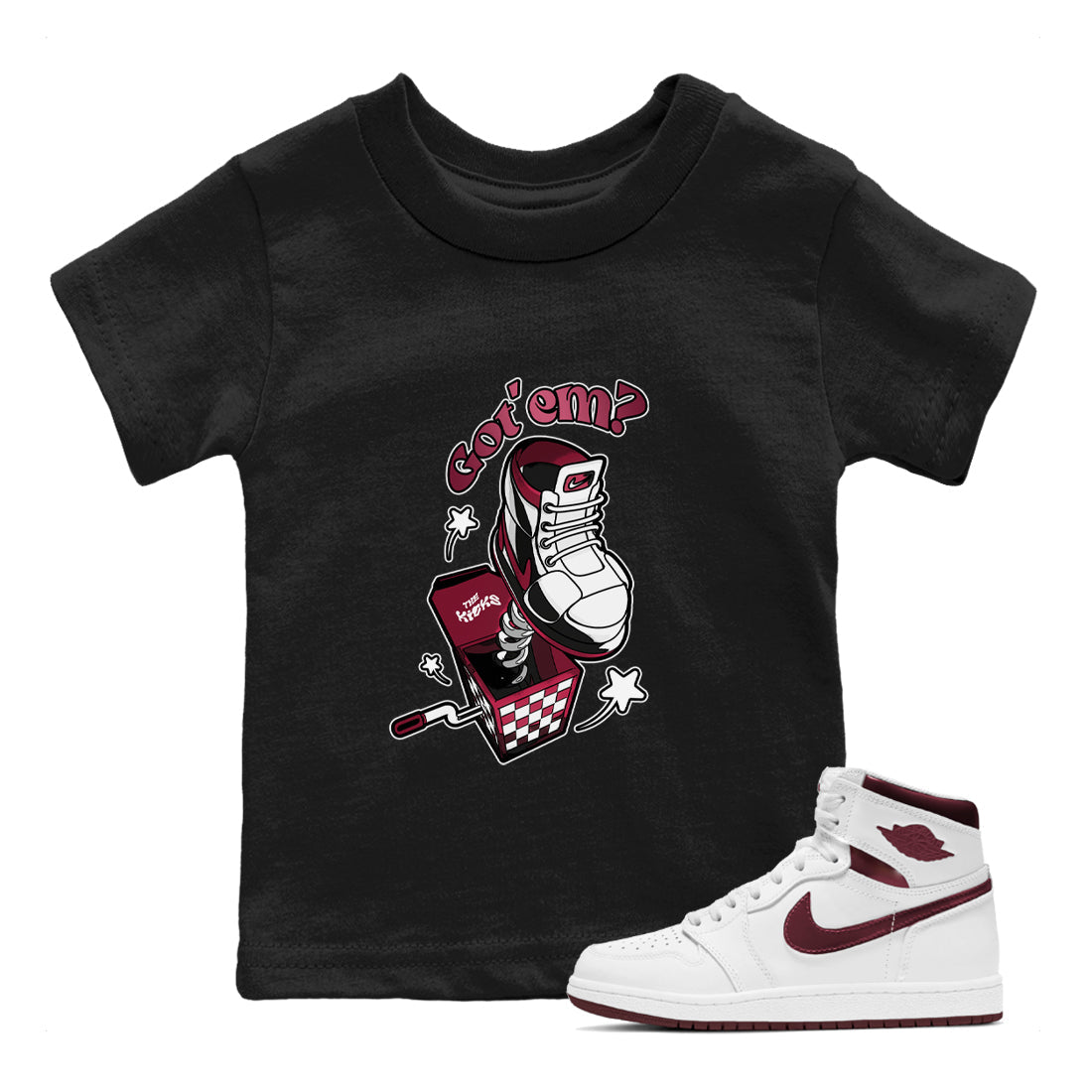 Shoe In The Box snkmatch Tee Kids - Air Jordan 1 Metallic Burgundy