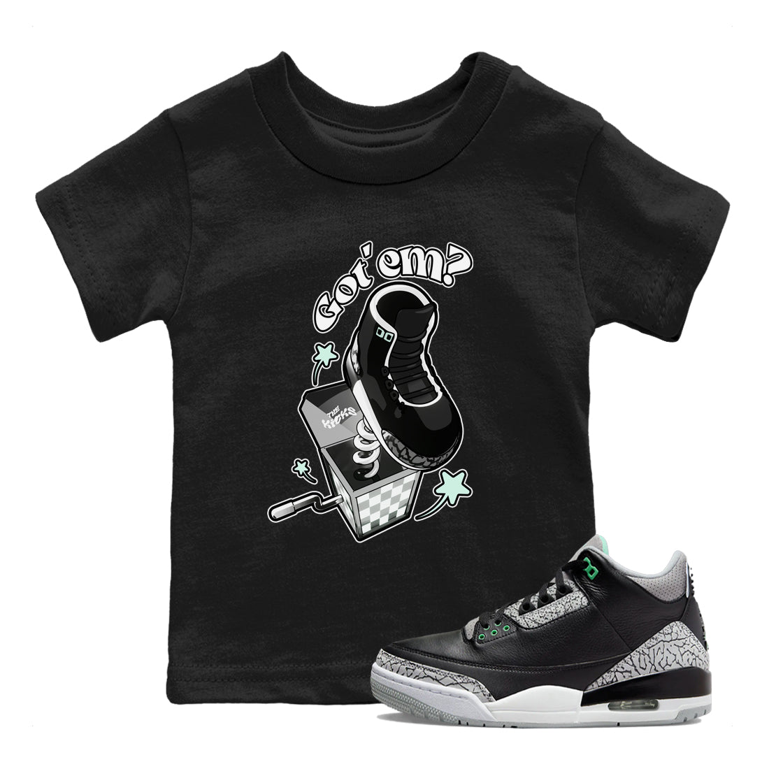 Shoe In The Box snkmatch Tees Kids - Air Jordan 3 Green Glow