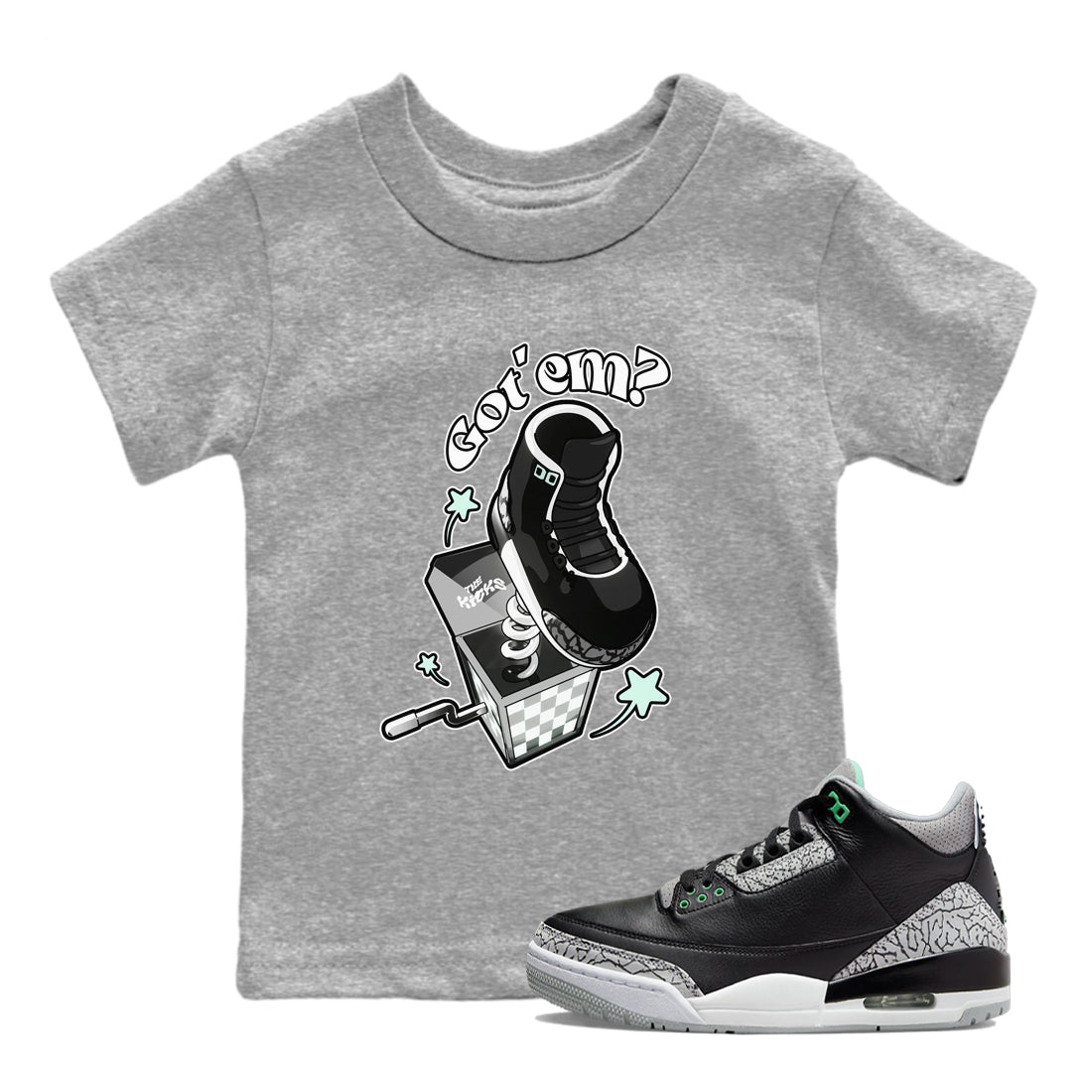 Shoe In The Box snkmatch Tees Kids - Air Jordan 3 Green Glow