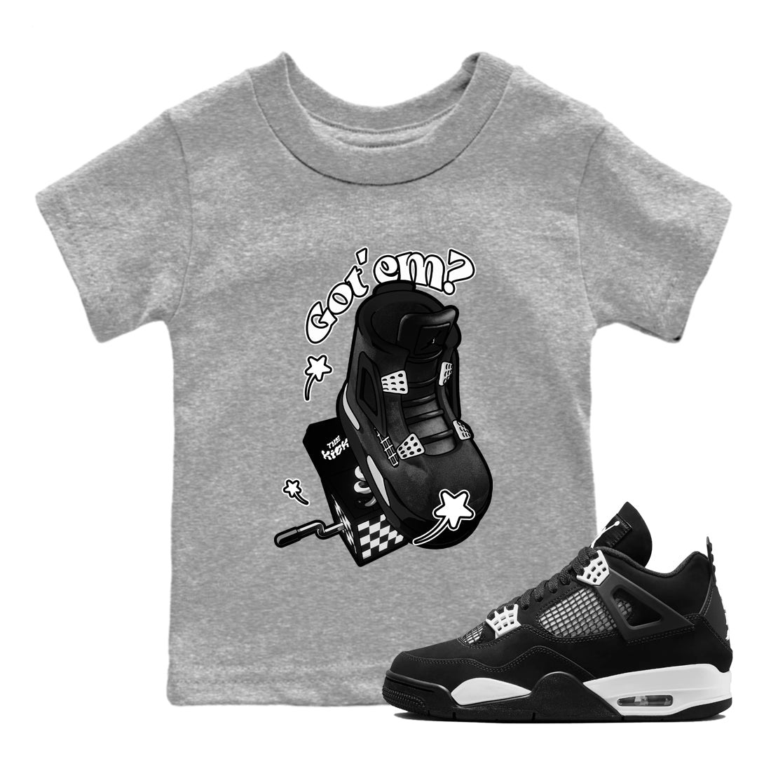 Shoe In The Box snkmatch Tees Kids - Air Jordan 4 White Thunder