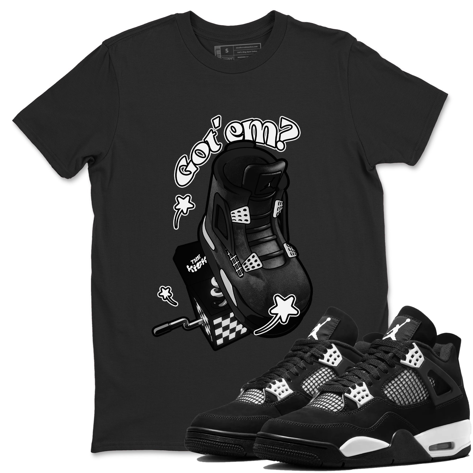 Shoe In The Box snkmatch Tees - Air Jordan 4 White Thunder