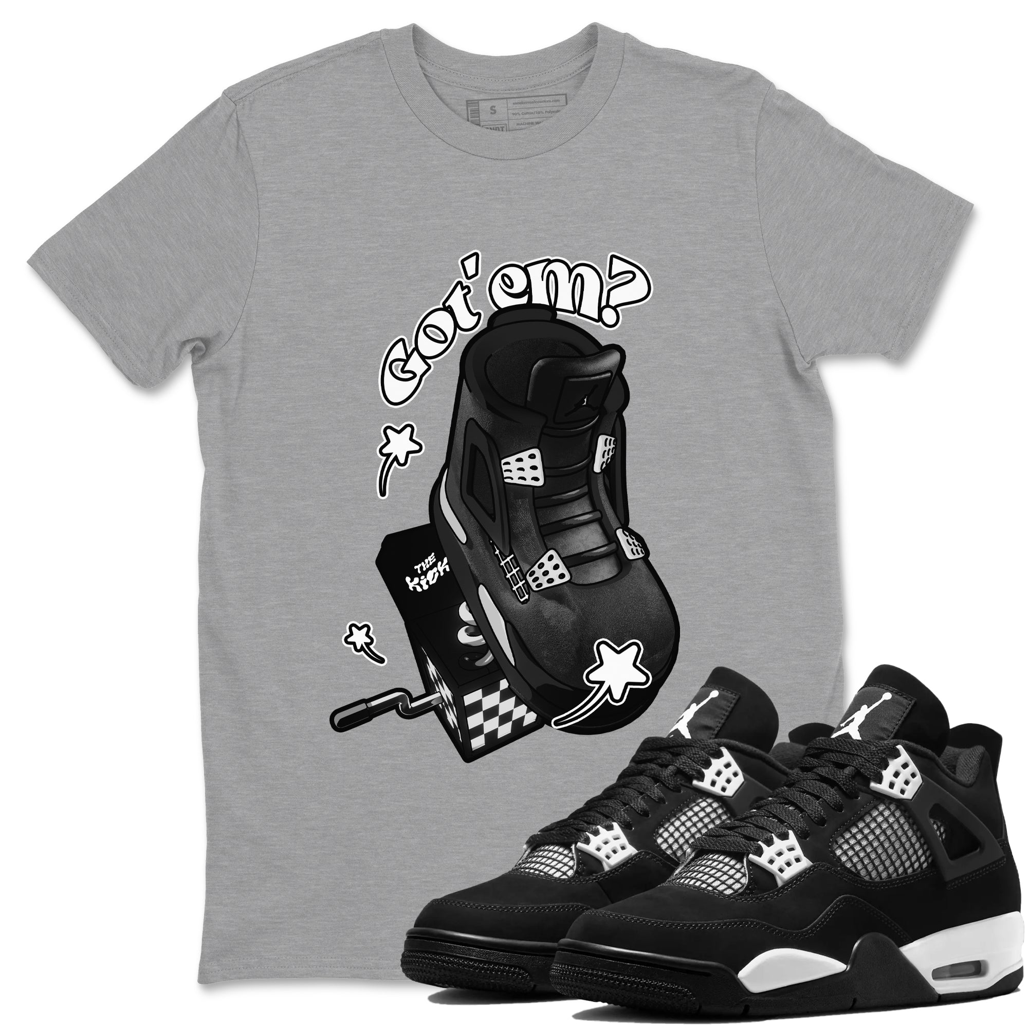 Shoe In The Box snkmatch Tees - Air Jordan 4 White Thunder