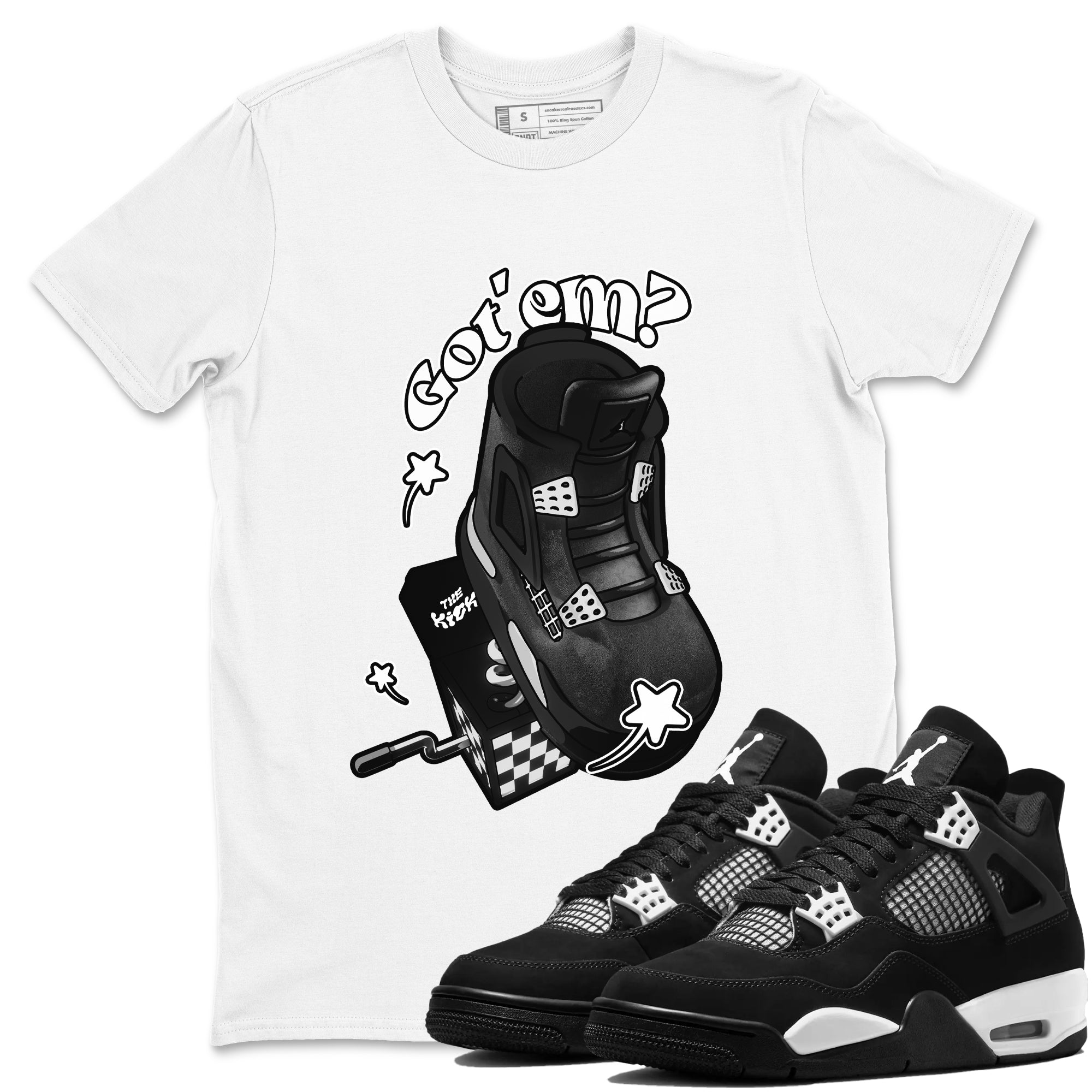 Shoe In The Box snkmatch Tees - Air Jordan 4 White Thunder