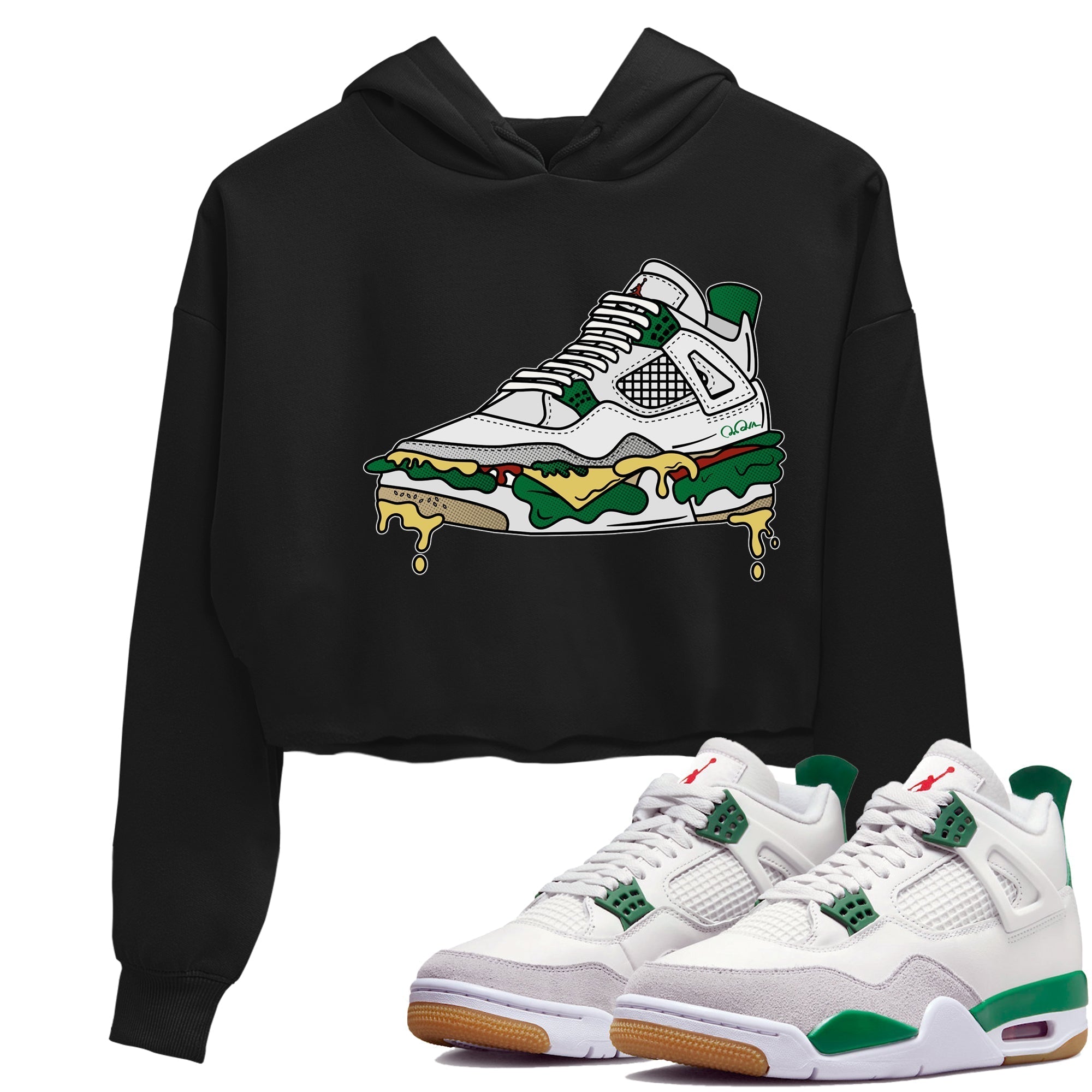 Shoe Sandwich Women's Tops - Air Jordan 4 Pine Green SB