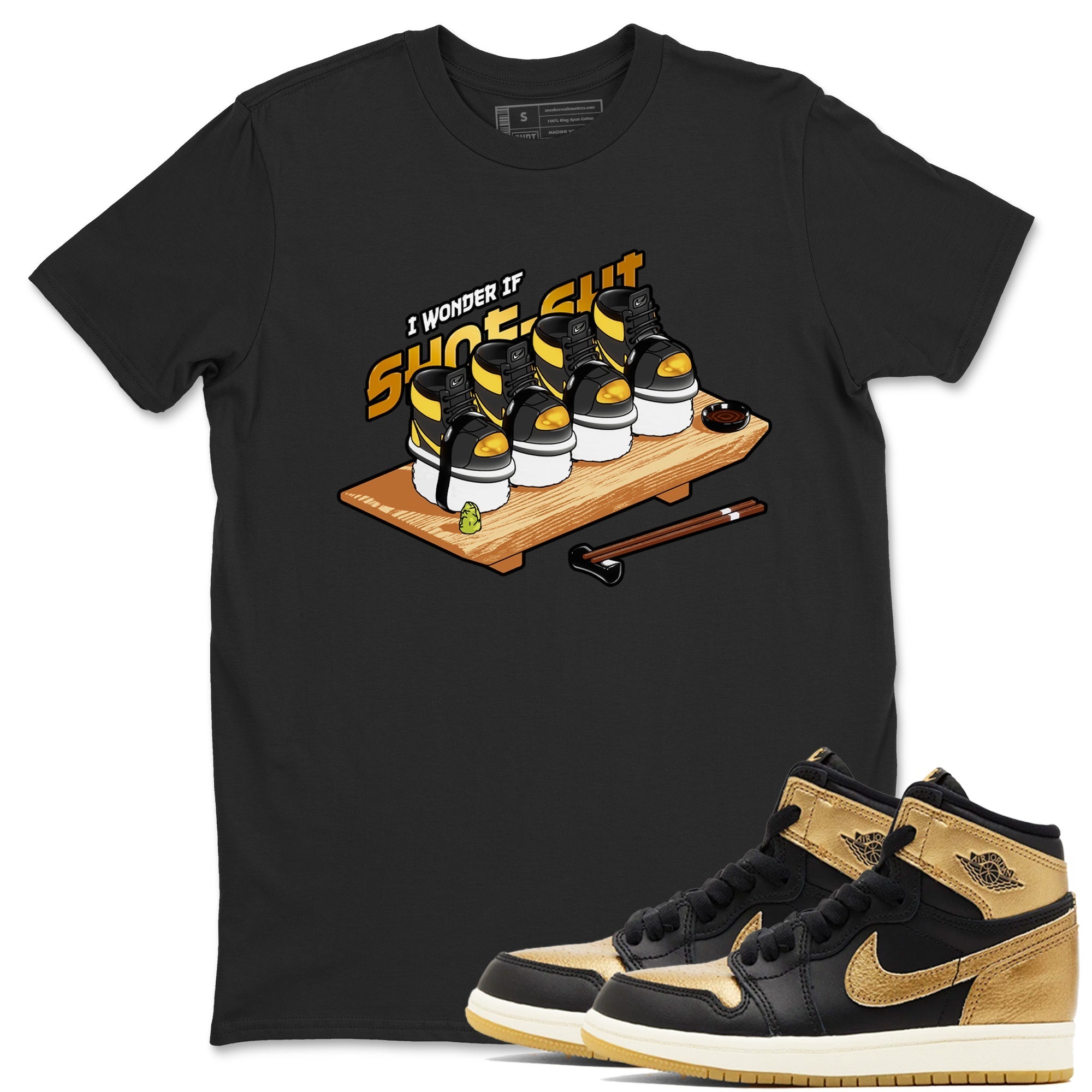 Shoe-Shi snkmatch Tees - Air Jordan 1 Black Metallic Gold