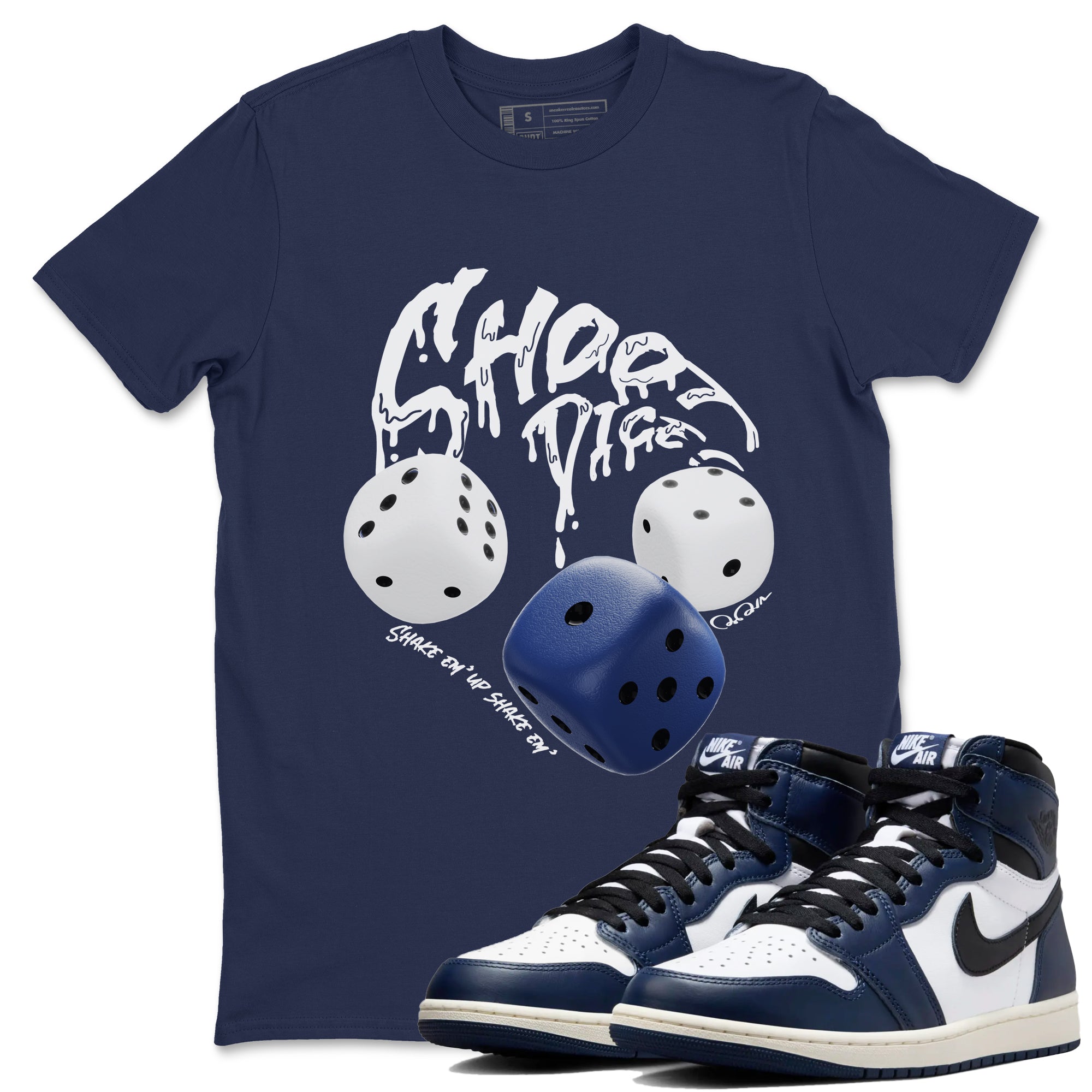 Shoot Dice snkmatch Tees - Air Jordan 1 Midnight Navy